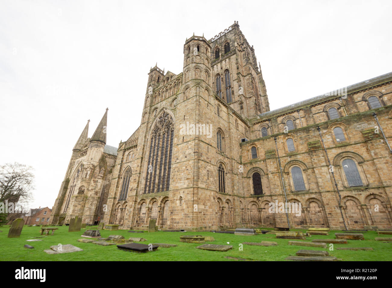 Durham/England - 5. Januar 2013: Weitwinkel Foto von Durham Cathedral Stockfoto