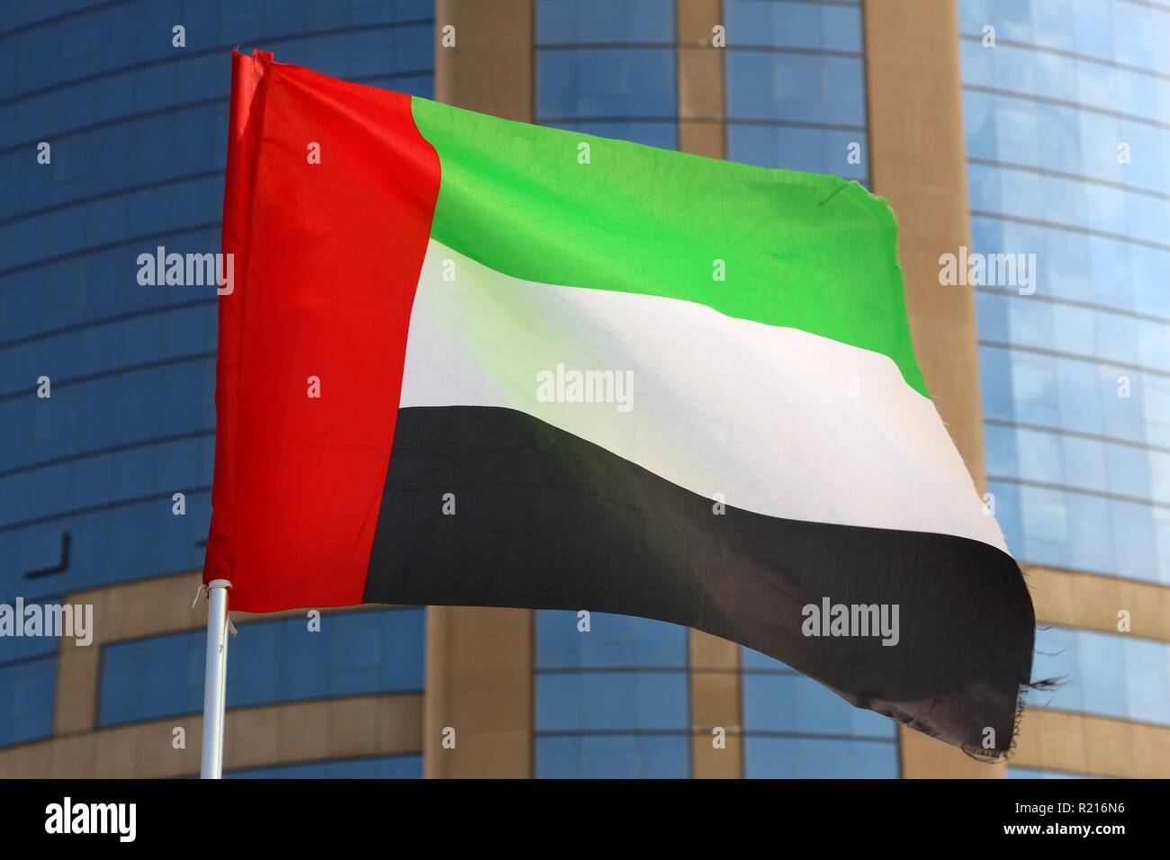 Flagge der VAE (Vereinigte Arabische Emirate) in Dubai. Stockfoto