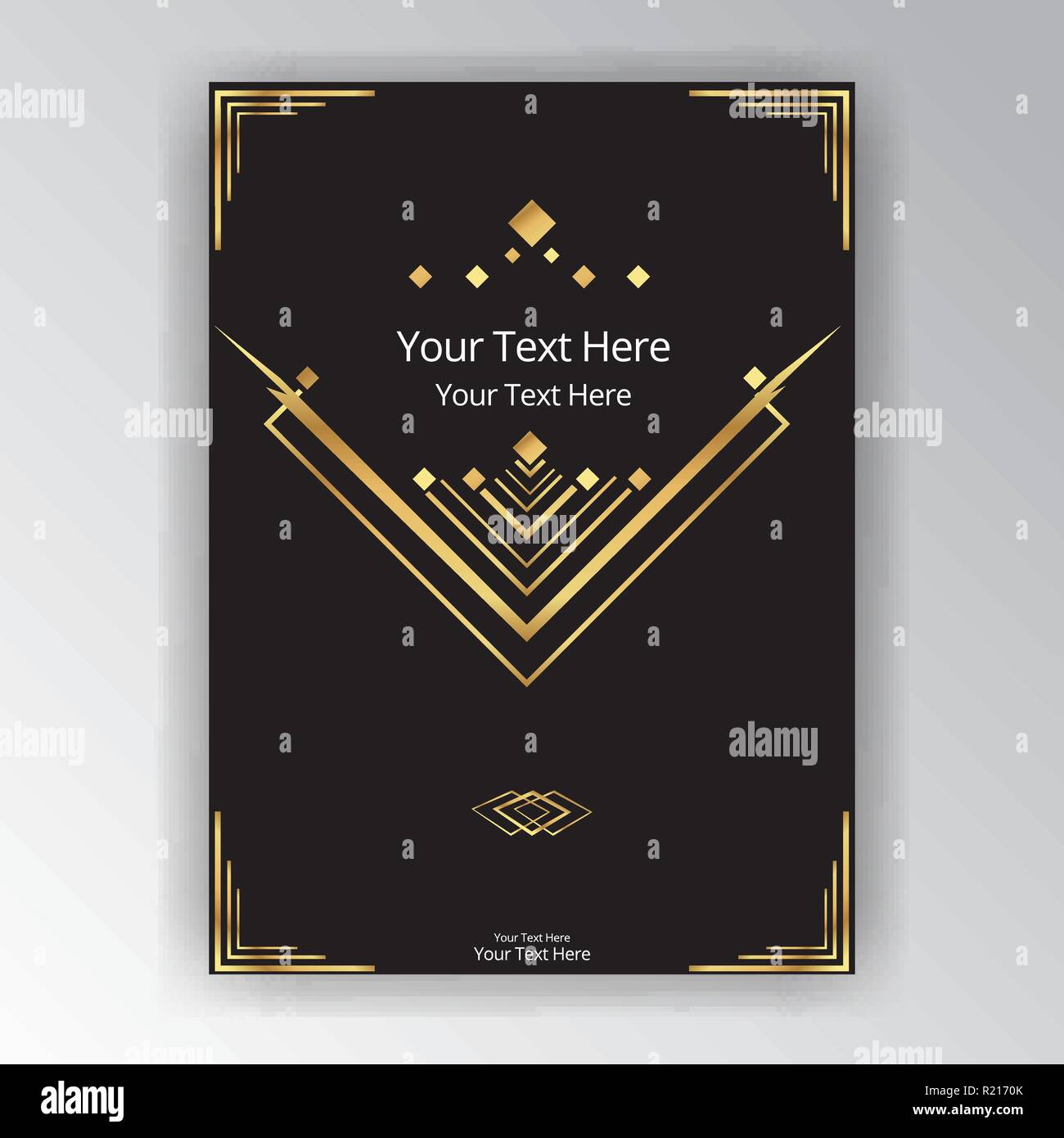 Art Deco Und Jugendstil Vertikale Vorlage Mit Muster Fur Text Mit Goldenen Dreieck Form In Futuristische Motiv Elegantes Design Fur Print Und Stock Vektorgrafik Alamy