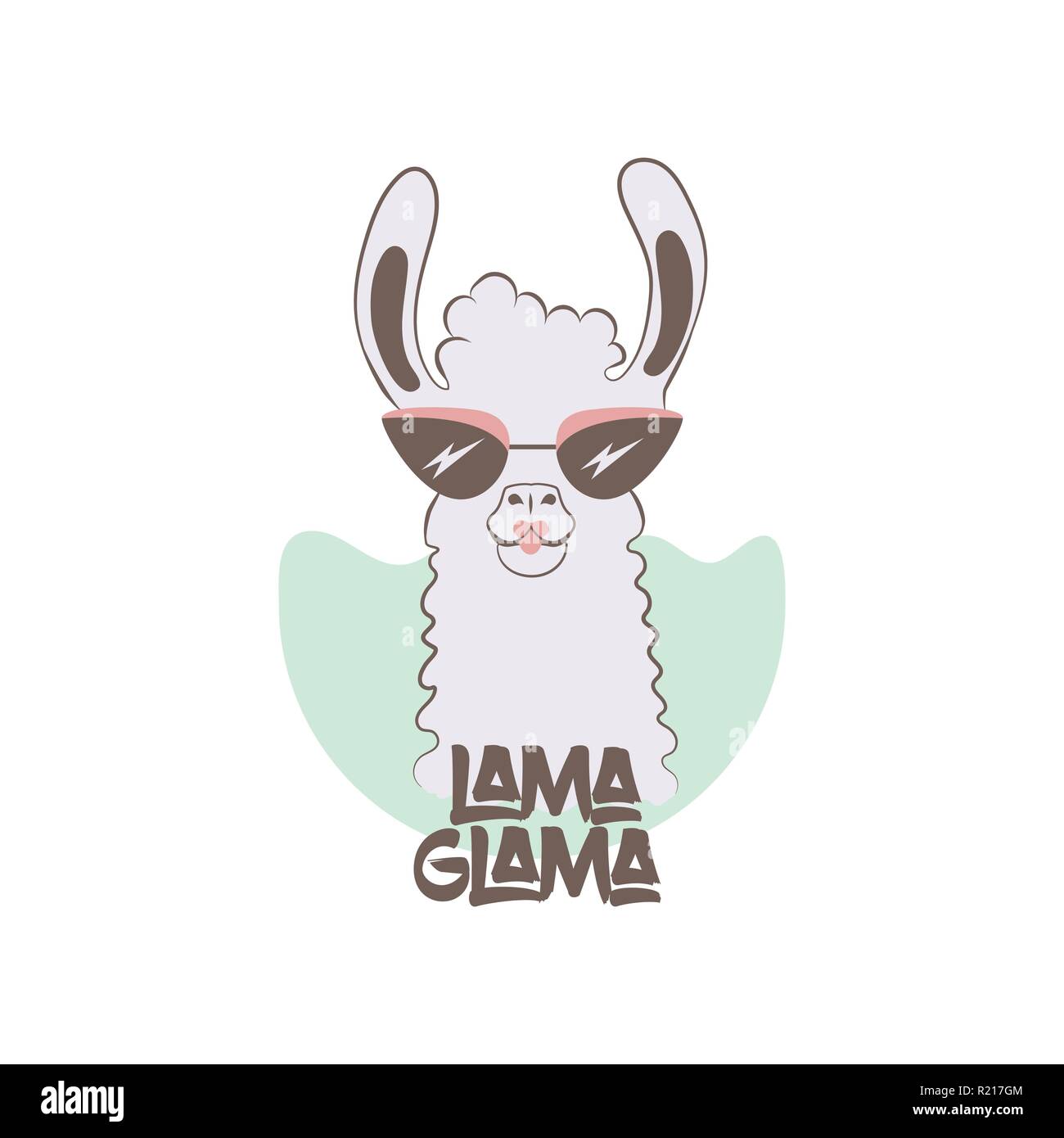 Weibliche Lama glama cartoon Vector Illustration. Glamouröse llama für Ihr Design. Stock Vektor