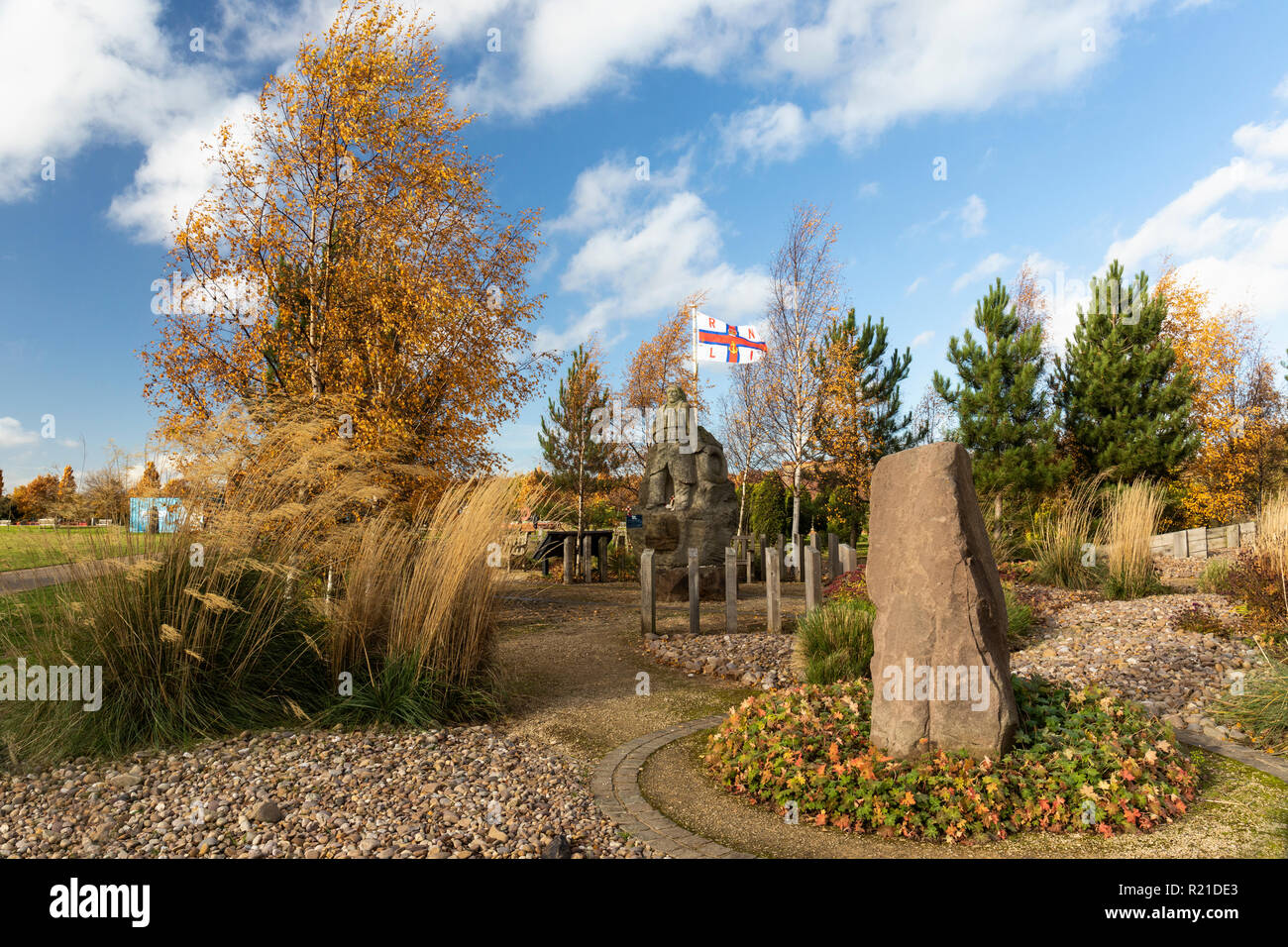 Royal National Lifeboat Institution Memorial, The National Memorial Arboretum, Airewas, Staffordshire, England, Großbritannien Stockfoto