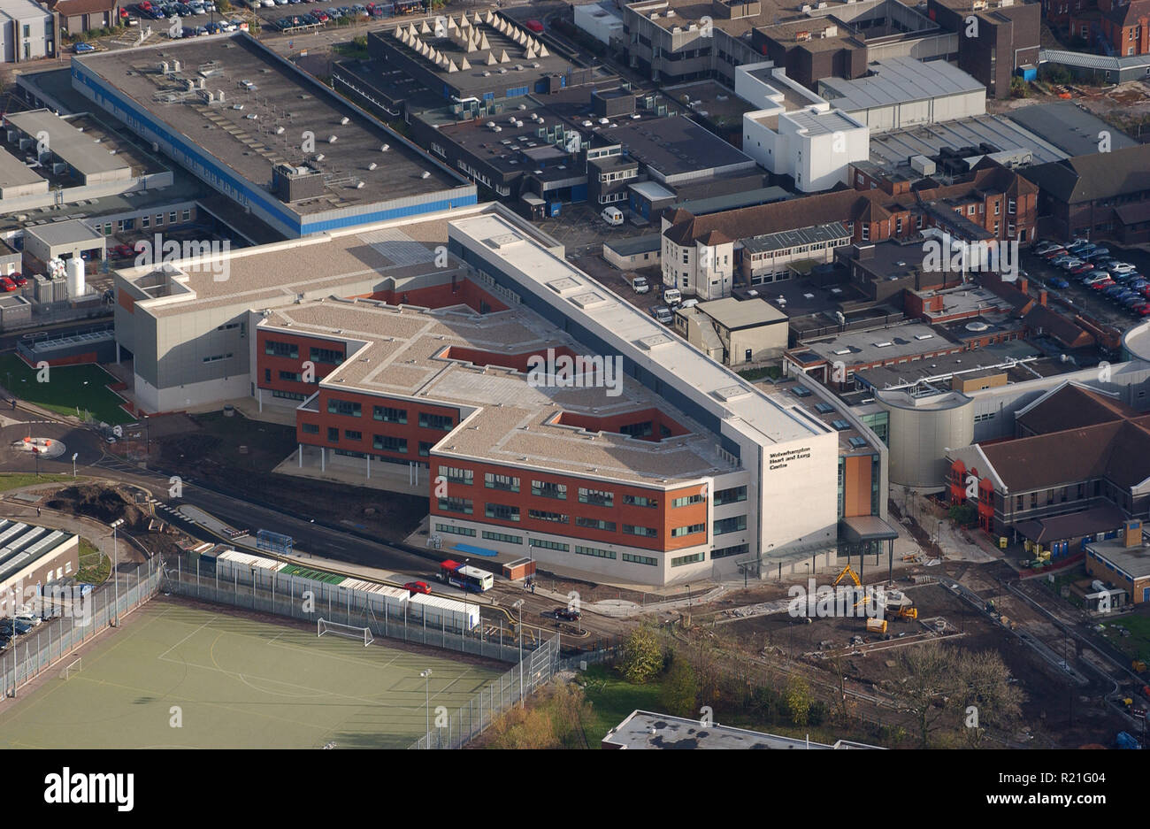 Luftaufnahme von Herz und Lunge Zentrum am neuen Cross Hospital in Wolverhampton Stockfoto