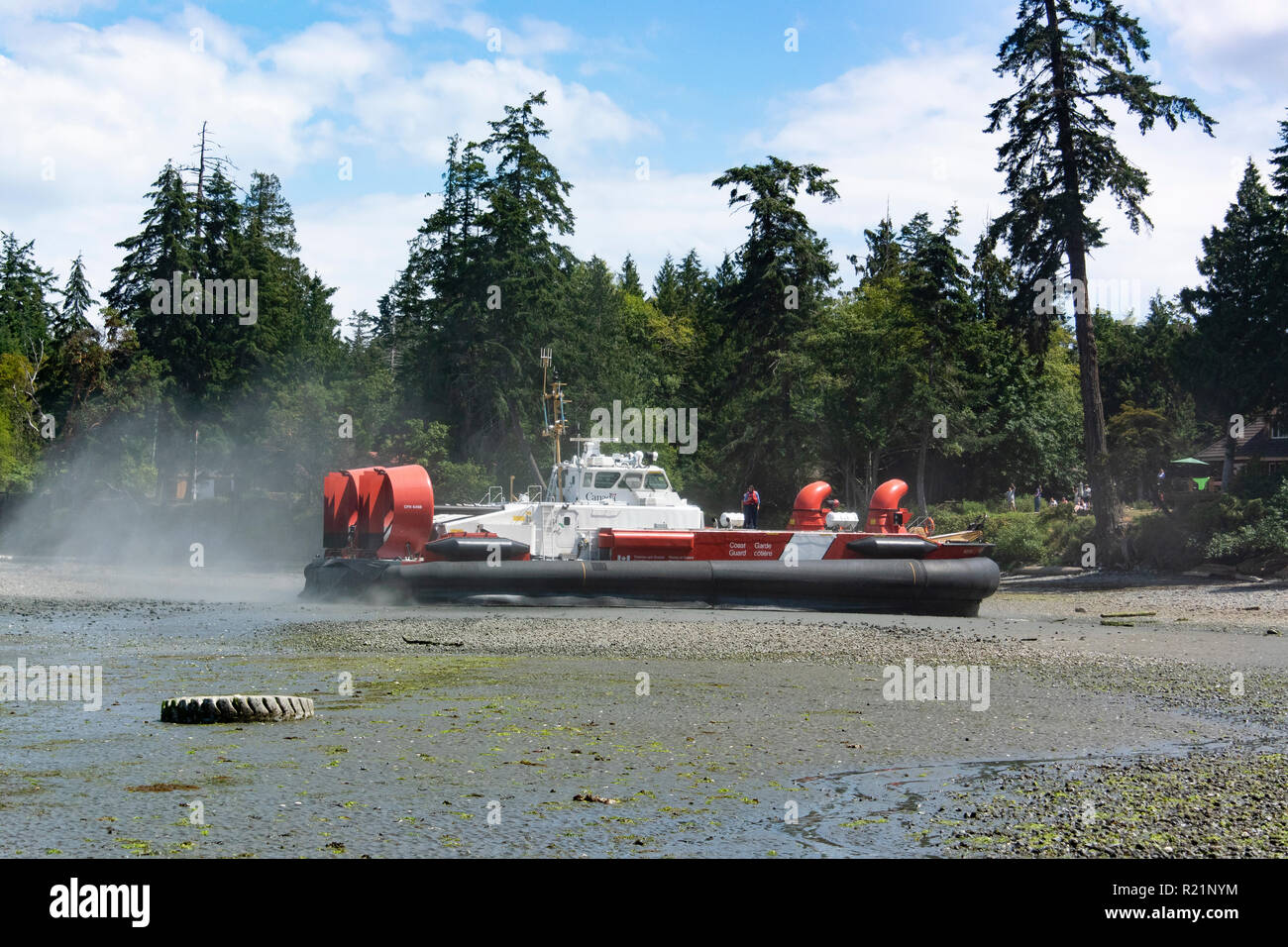 Kanadische Küstenwache Hovercraft bin oytel' im Bel's Landing, Saint, BC, Kanada Stockfoto