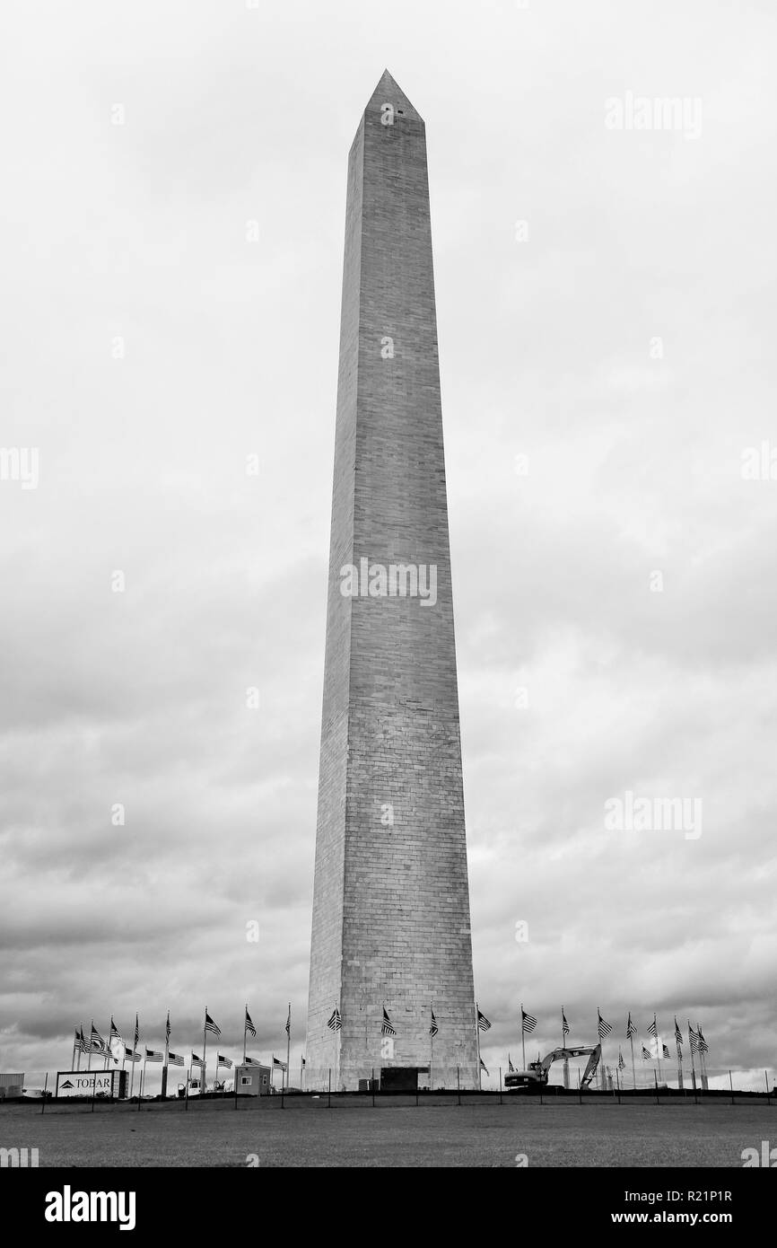 Washington Monument in Schwarz und Weiß Stockfoto