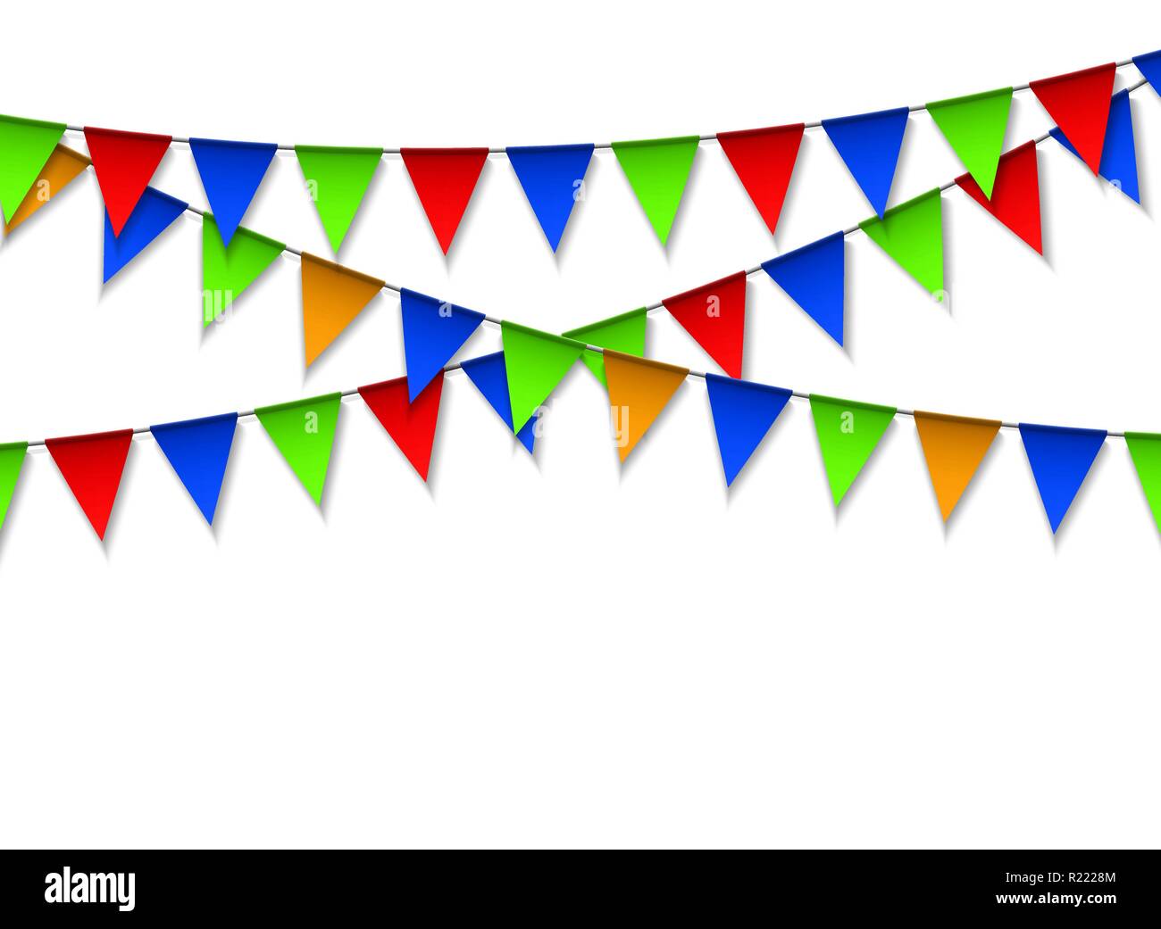 Girlande mit bunten Fähnchen. Design Feier, Flag Hintergrund Stock Vektor