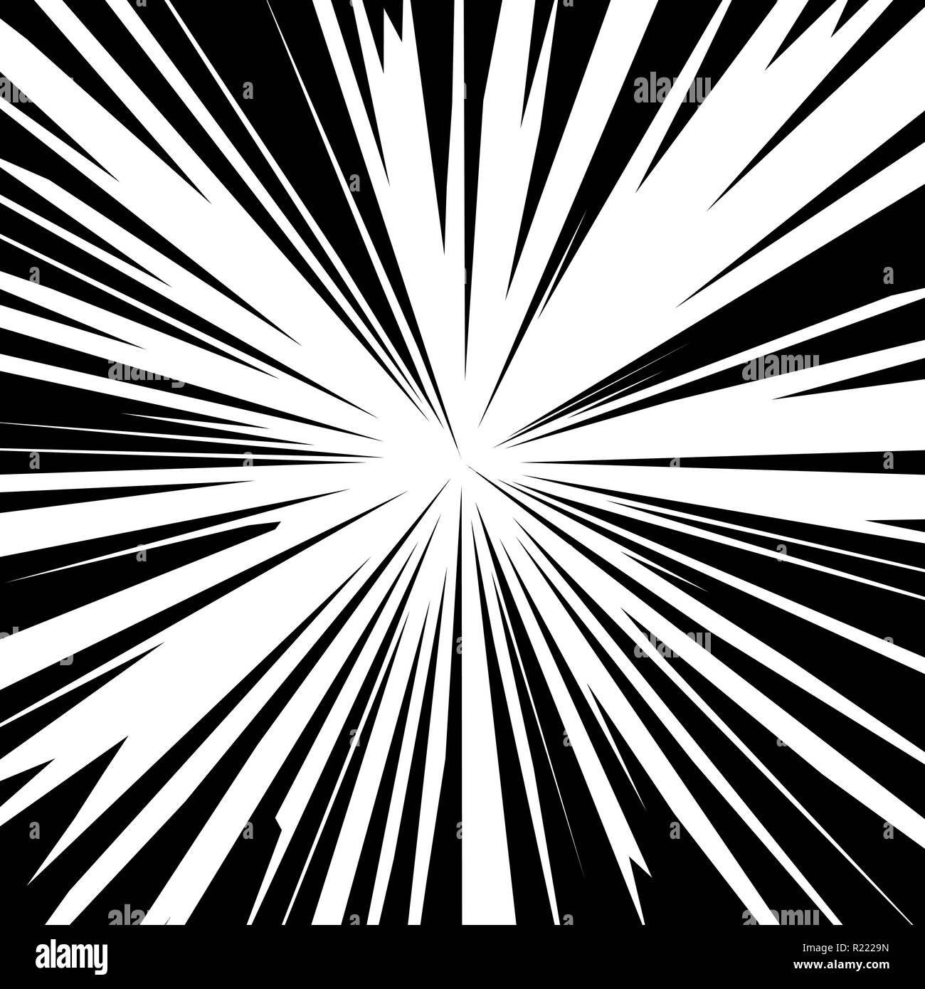 Vector Hintergrund Sonnenstrahlen mit weißer und schwarzer Farbe. Stock Vektor