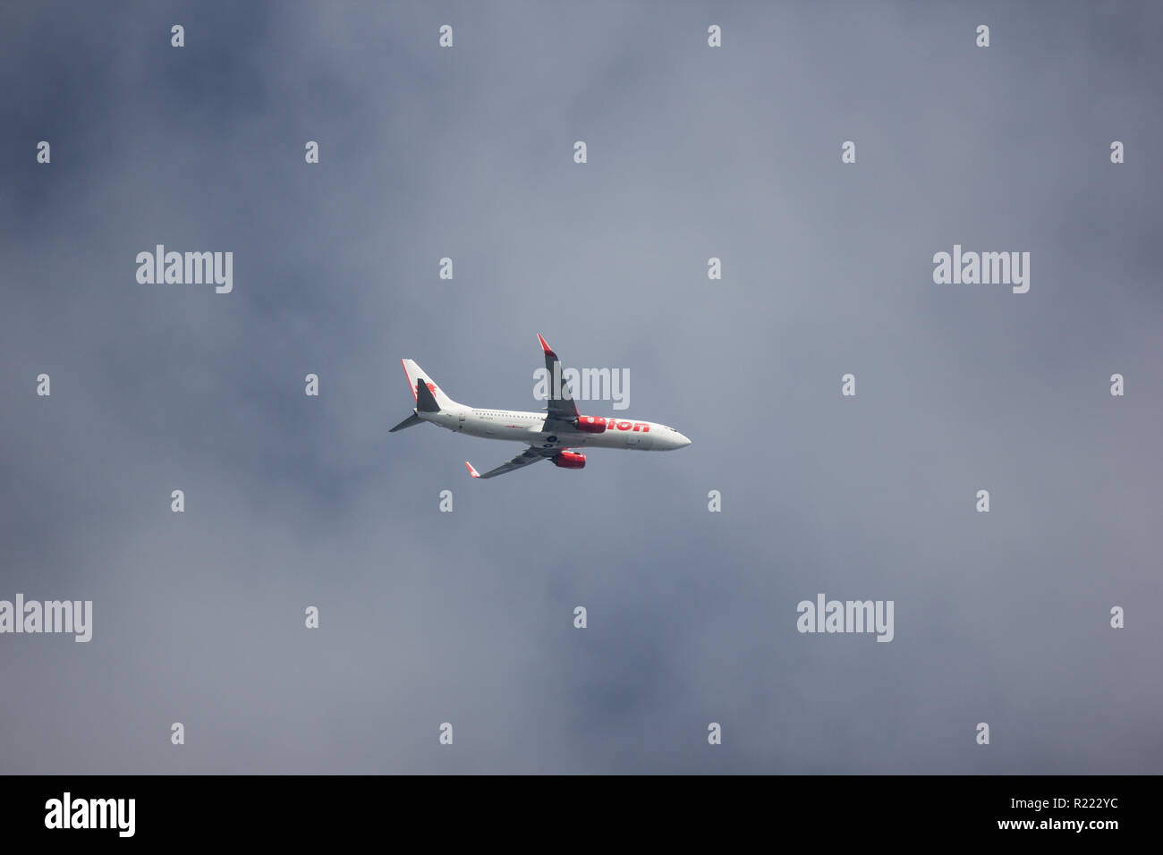 Chiangmai, Thailand - 11 November 2018: HS-LUV Boeing 737-800 der Thai lionair Airline. Von Chiangmai Flughafen in Bangkok. Stockfoto