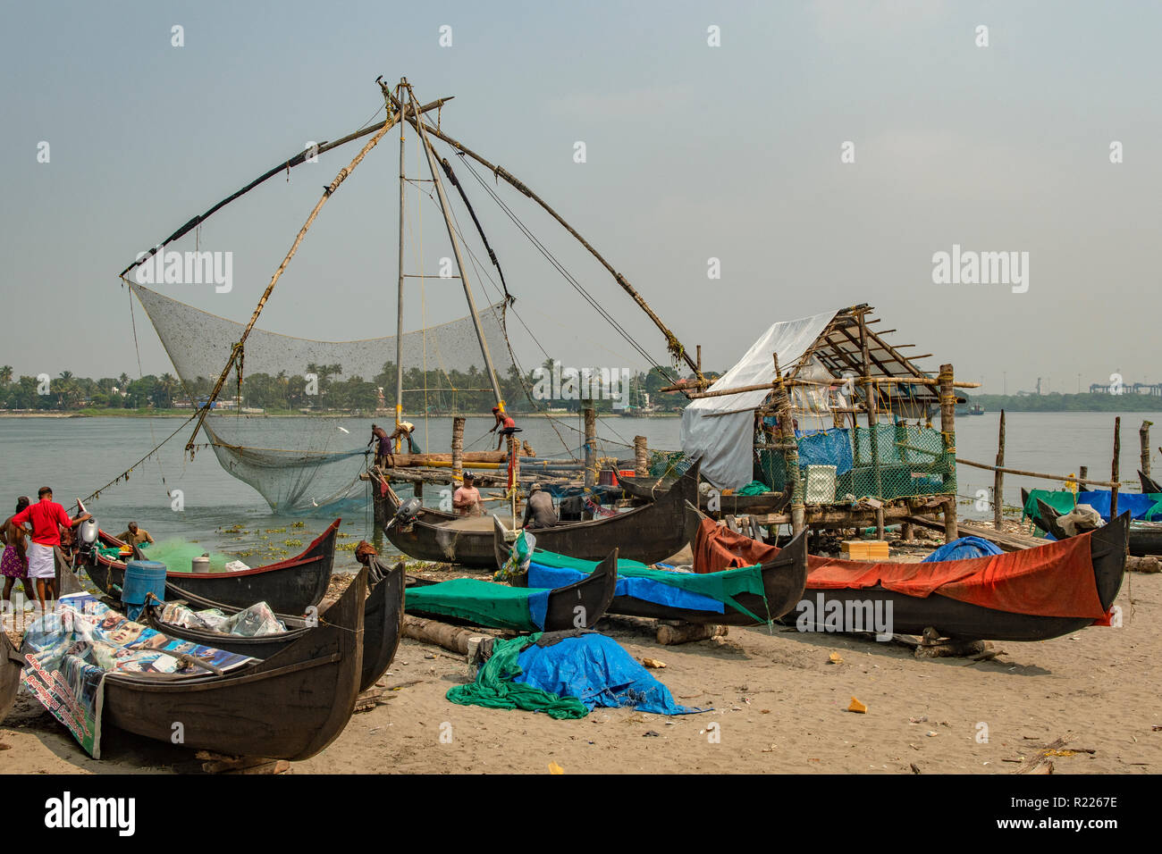 Fischernetze, Fort Cochin, Kerala, Indien Stockfoto