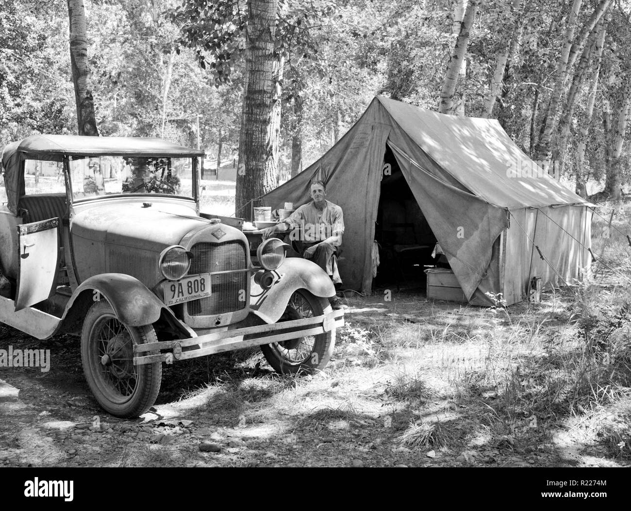 Foto von Obst Landstreicher aus Kalifornien, in das Yakima Valley, während der großen Depression. Fotografiert von Arthur Rothstein (1915-1985). Datiert 1936 Stockfoto