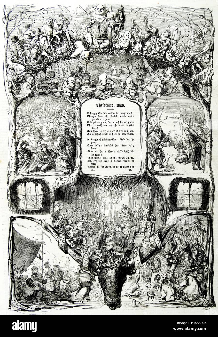 Titelseite-Illustration aus einer britischen Zeitung Weihnachten 1860 Stockfoto