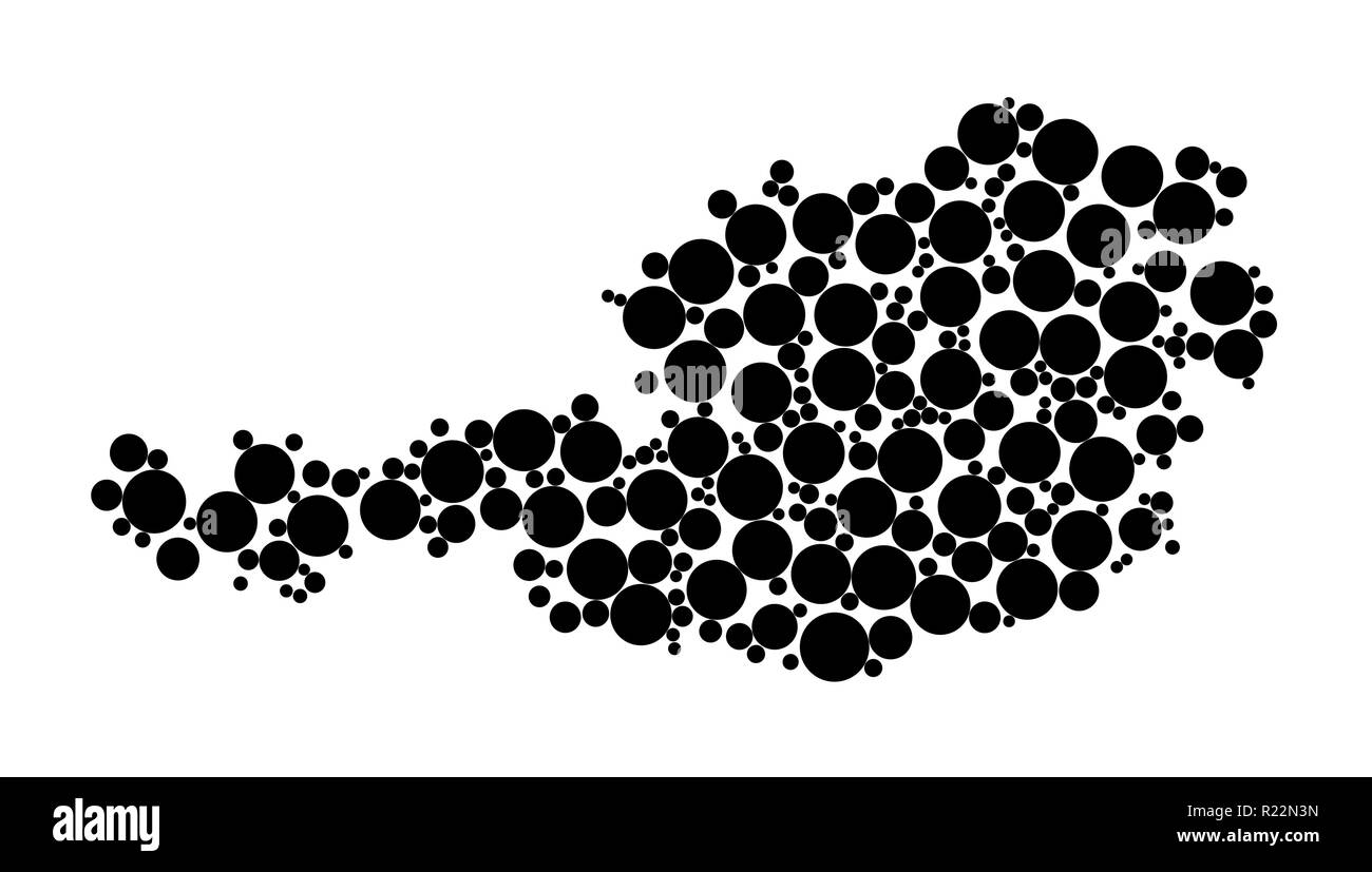 Gepunktete Österreich Karte Contour Design auf weißem Hintergrund Stock Vektor