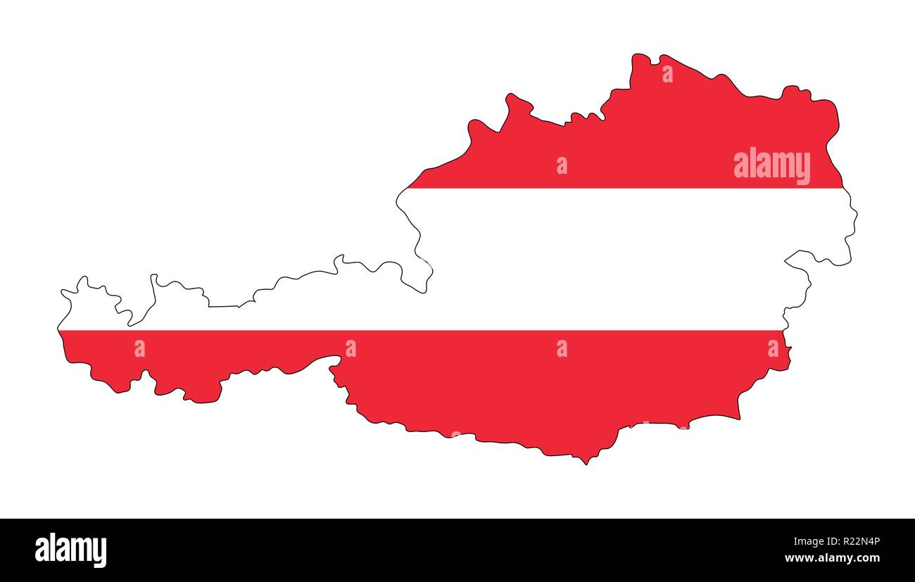 Österreich Karte Flagge Design auf weißem Hintergrund Stock Vektor