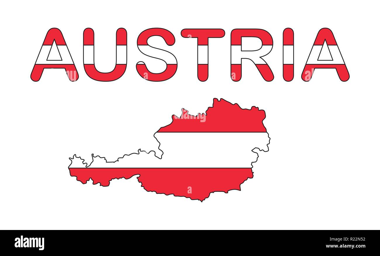 Österreich Karte Flagge Design auf weißem Hintergrund Stock Vektor