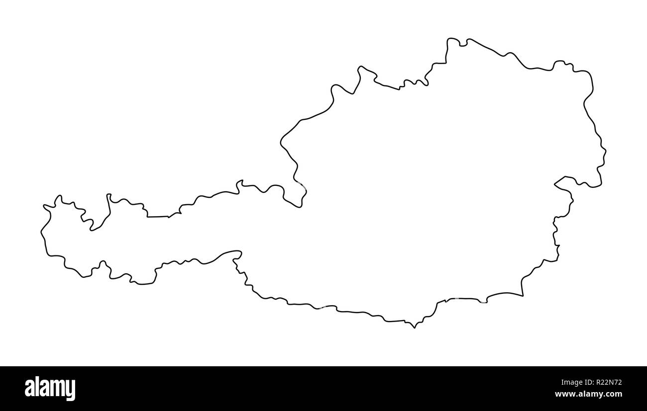 Überblick Österreich Karte Contour Design auf weißem Hintergrund Stock Vektor
