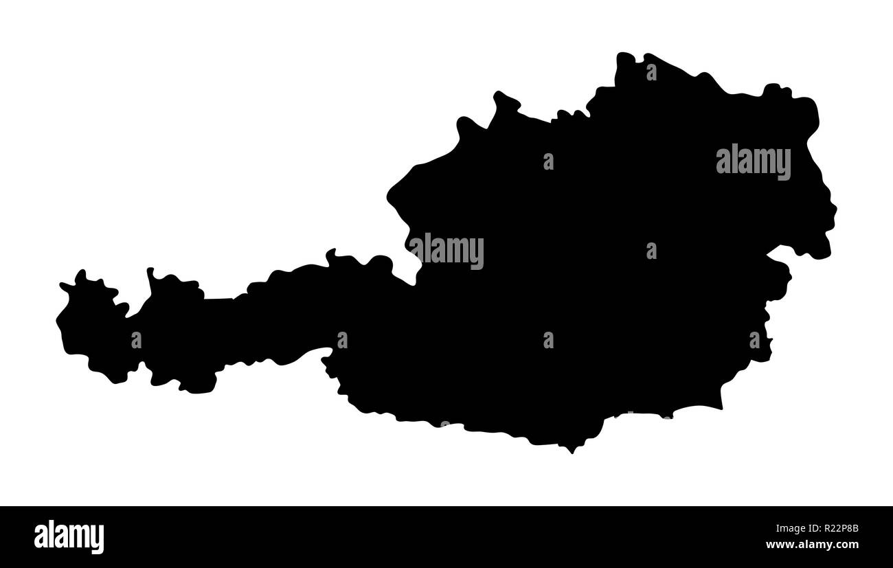 Österreich Karte Contour Design auf weißem Hintergrund Stock Vektor