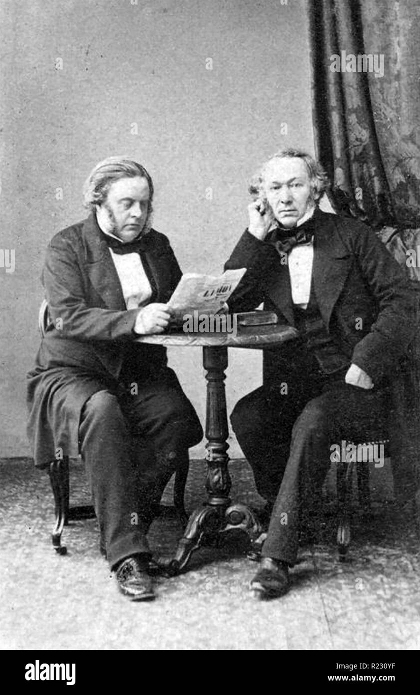 RICHARD COBDEN (1804-1865) englischer Hersteller und Staatsmann auf der rechten Seite mit seinem Freund John Bright Stockfoto