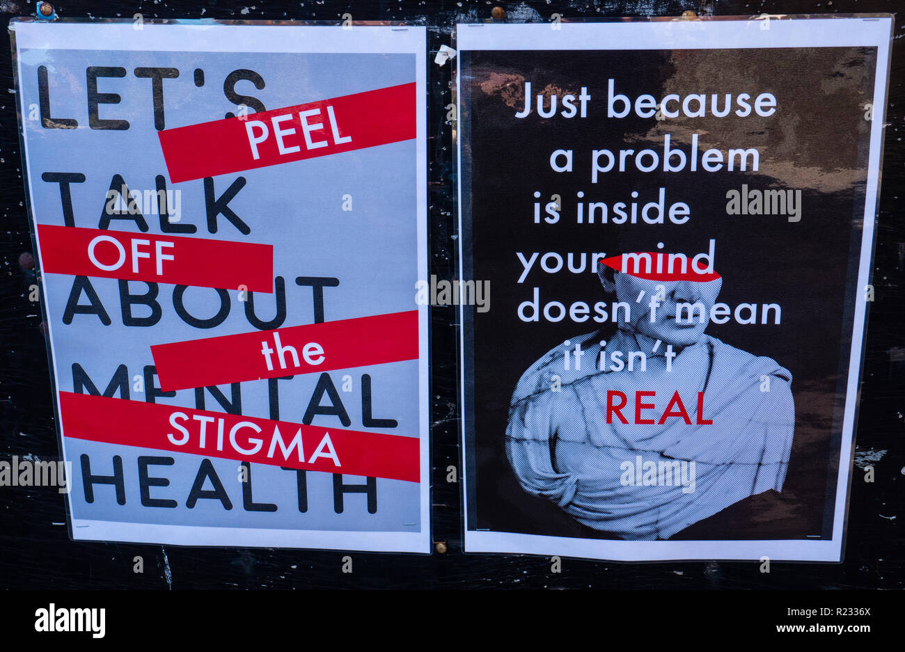 Psychische Gesundheit Poster, Eton College School, Eton, Nr Windsor, Berkshire, England, UK, GB. Stockfoto