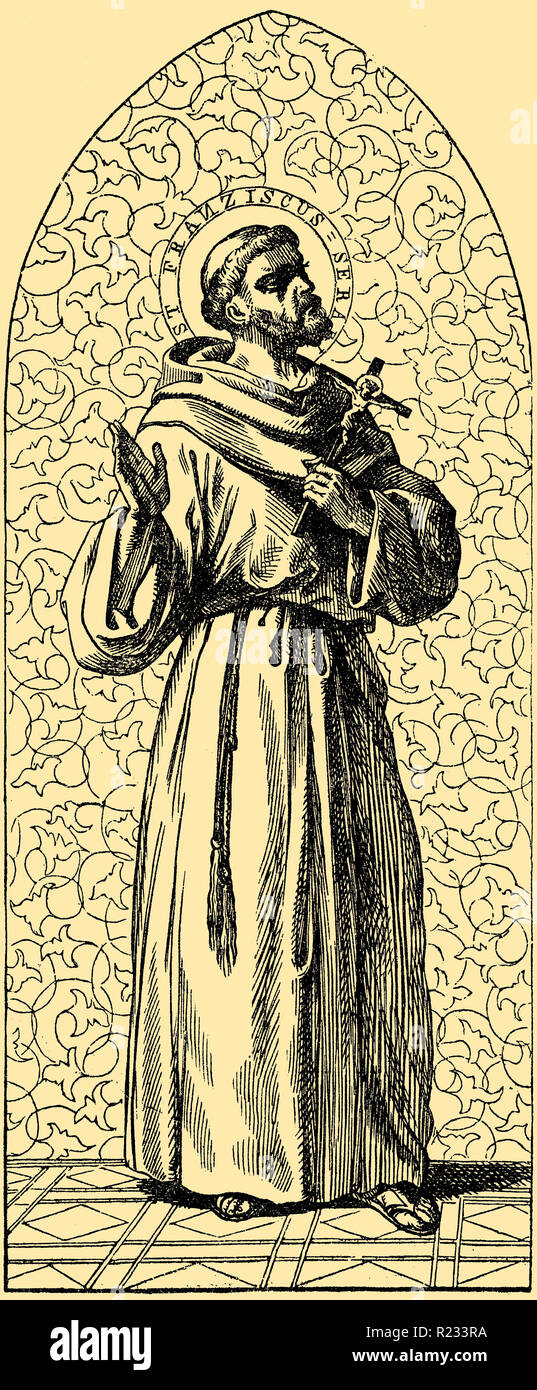 Franz von Assisi (1181-1226), Gründer des Ordens der kleineren Brüder, Heiliger der Römisch-katholischen Kirche, Stockfoto