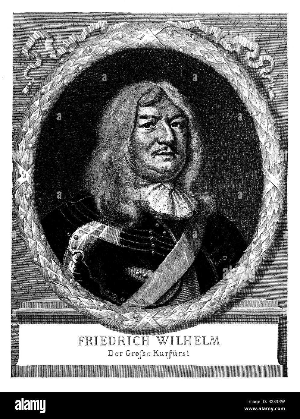 Friedrich Wilhelm von Brandenburg aus dem Hause Hohenzollern <1620-1688>, der Große Kurfürst. Nach dem Gemälde von Matthäus Merian graviert von Philipp Kilian, Matthäus Merian und Philipp Kilian Stockfoto