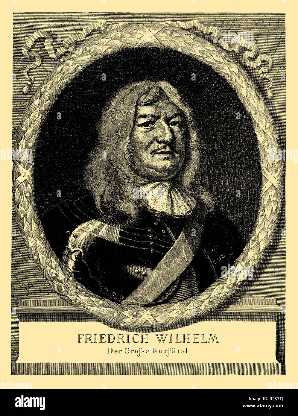 Friedrich Wilhelm von Brandenburg aus dem Hause Hohenzollern <1620-1688>, der Große Kurfürst. Nach dem Gemälde von Matthäus Merian graviert von Philipp Kilian, Matthäus Merian und Philipp Kil Stockfoto