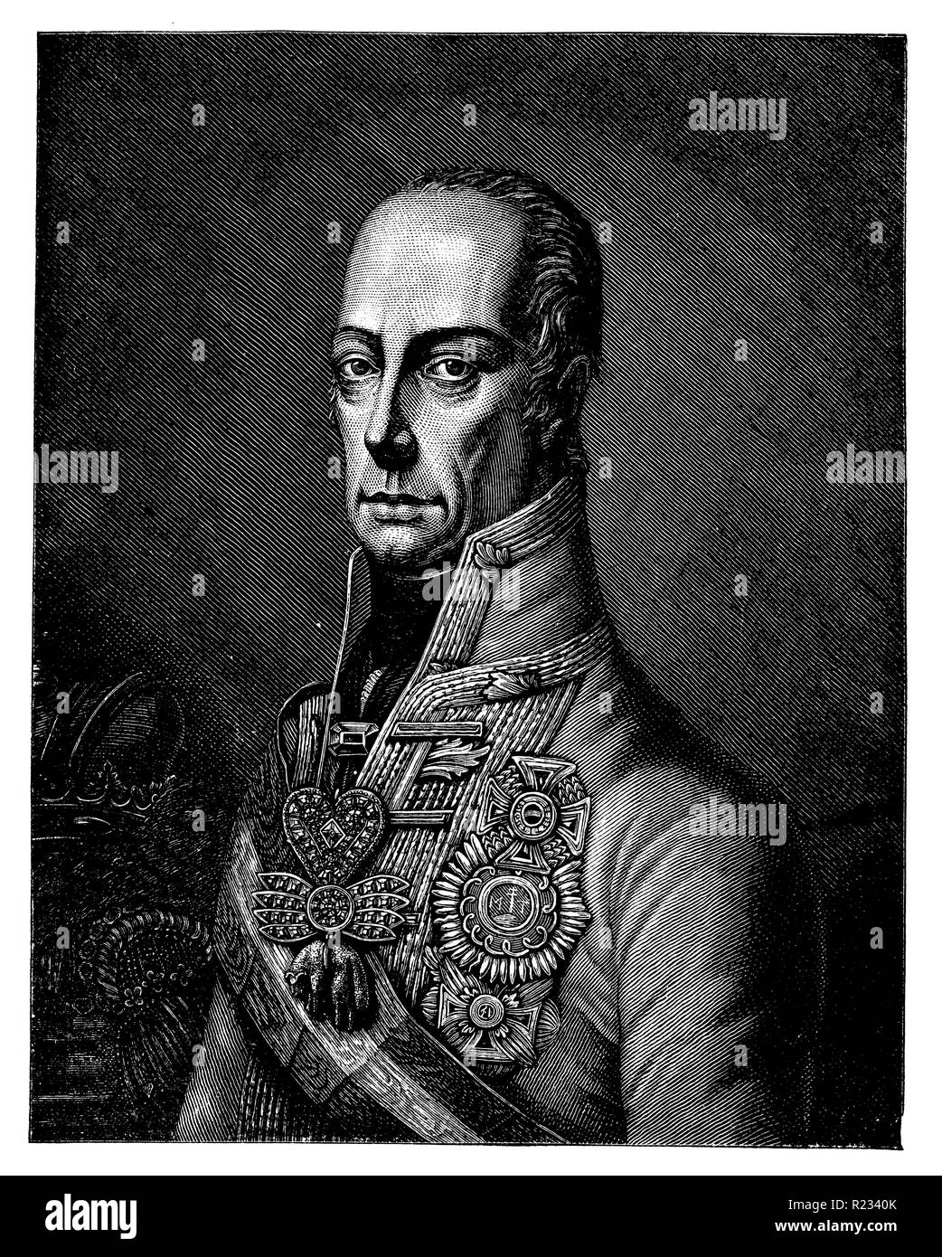 Franz II. Joseph Karl, Kaiser Franz I. von Österreich <1768-1835>, P.G Stembucchi U. J.K. Tielker 1899 Stockfoto