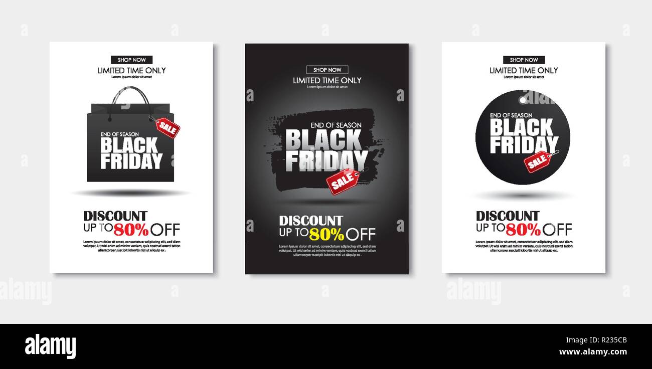 Der schwarze Freitag Verkauf flyer Vorlage. Verwenden Sie für Poster, Newsletter, Shopping, Verkaufsförderung, Werbung. Stock Vektor