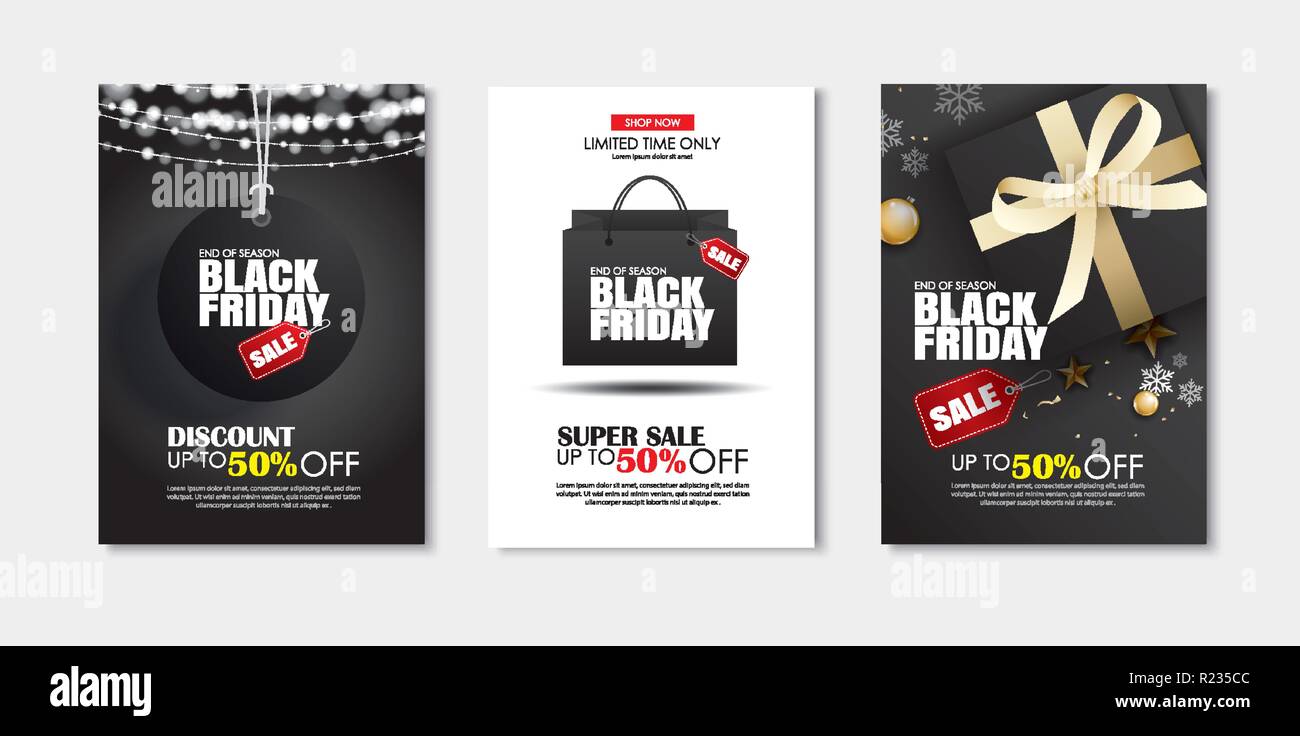 Der schwarze Freitag Verkauf flyer Vorlage. Verwenden Sie für Poster, Newsletter, Shopping, Verkaufsförderung, Werbung. Stock Vektor