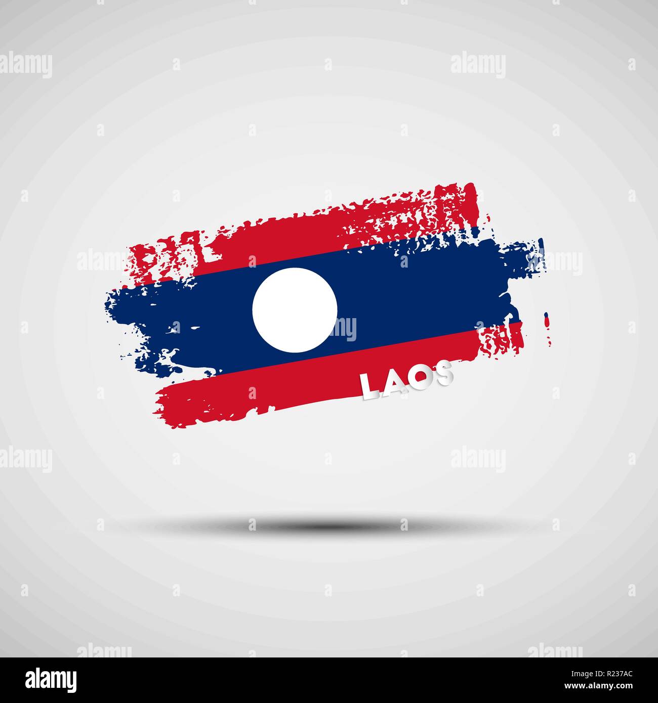 Flagge von Laos. Vector Illustration von Grunge Pinselstrich mit Laotischen National Flagge Farben für Ihre Grafik- und Webdesign Stock Vektor