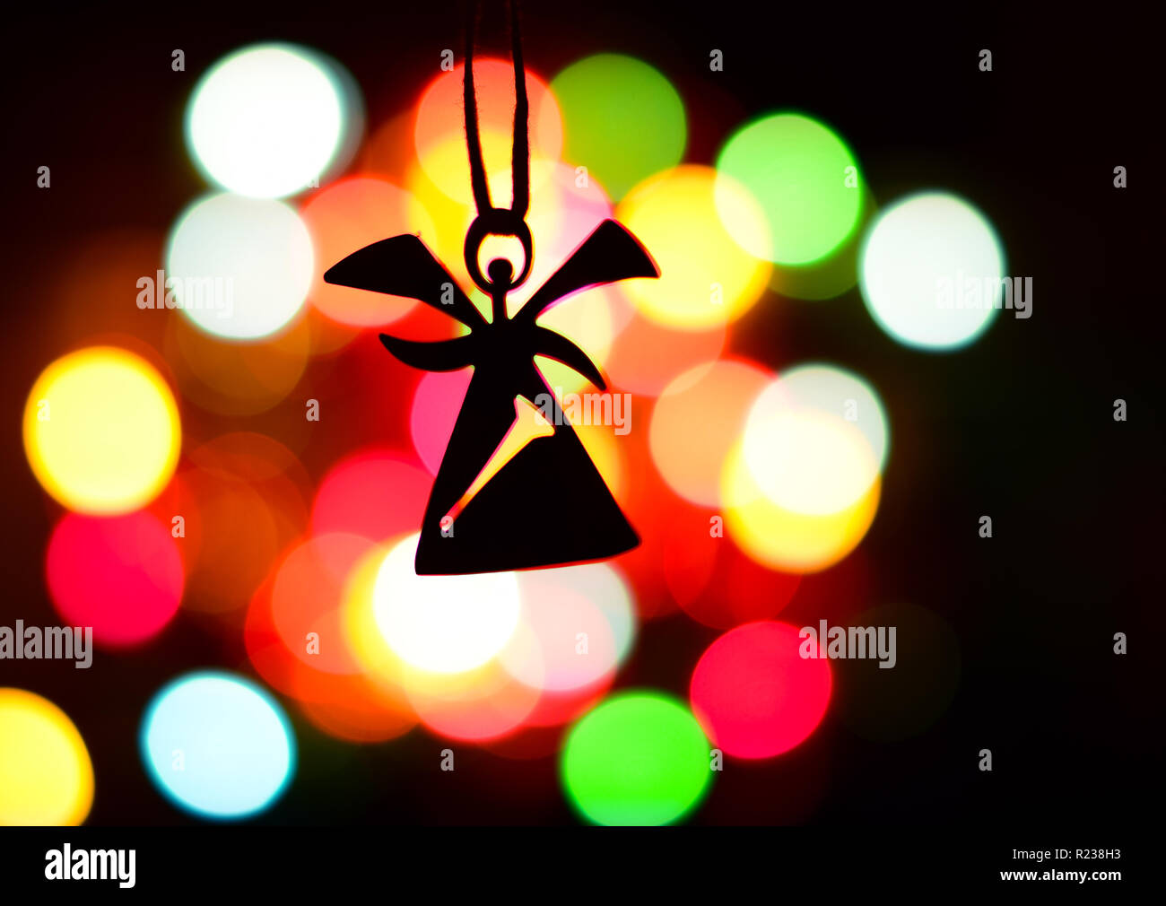 Engel Weihnachten Dekoration, farbige Bokeh Stockfoto