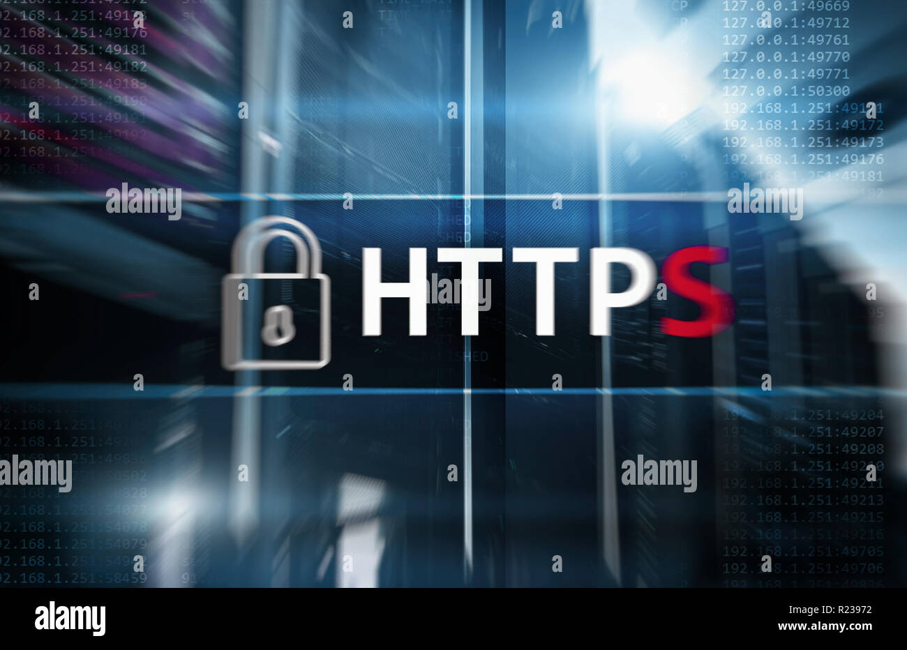 HTTPS, Secure Data Transfer Protokoll, das im World Wide Web verwendet. Stockfoto