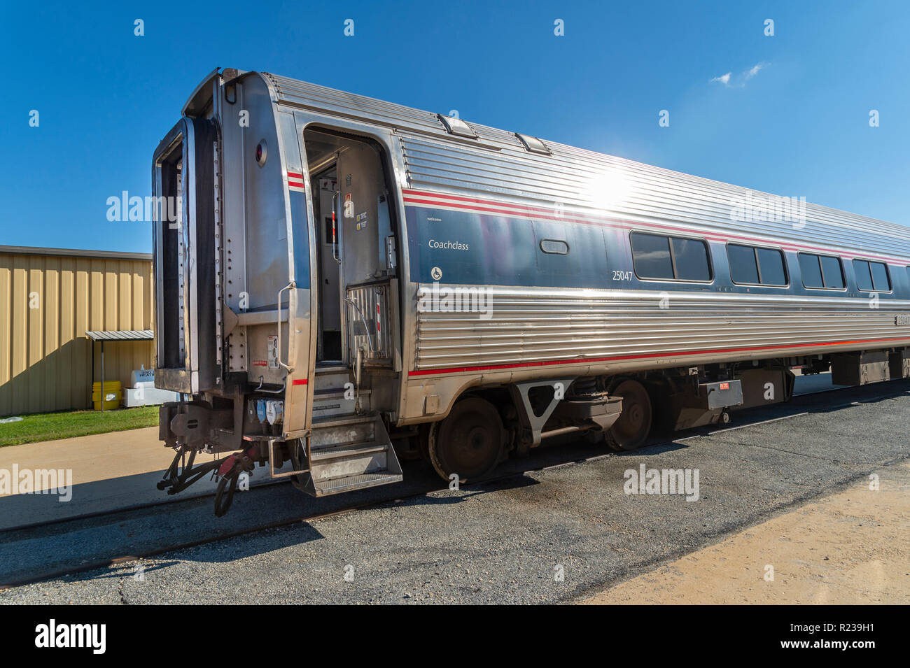 Die Außenseite des Amtrak Rail Auto Zug, USA Stockfoto