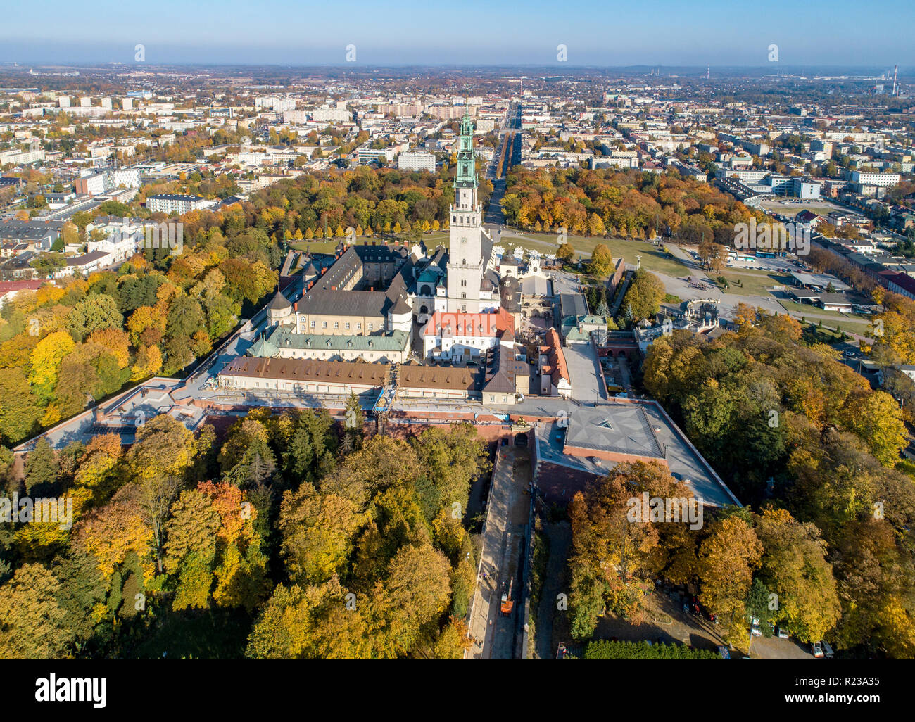 Polen, Częstochowa. Jasna Góra befestigte Kloster und Kirche auf dem Hügel. Die berühmten historischen Ort und polnische katholische Wallfahrtsort Stockfoto