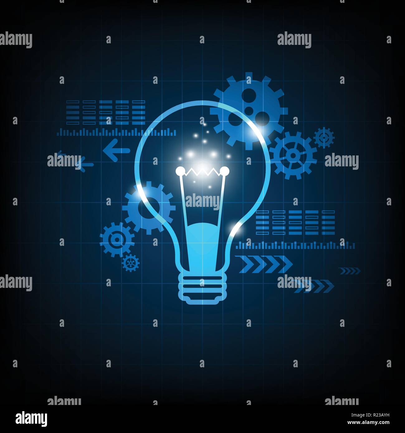 Creative Technology in das Konzept der Glühlampen. Stock Vektor