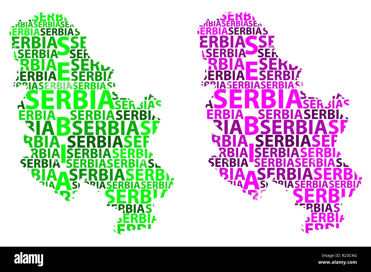 Skizze Serbien schreiben Text Karte, Republik Serbien - in der Form des