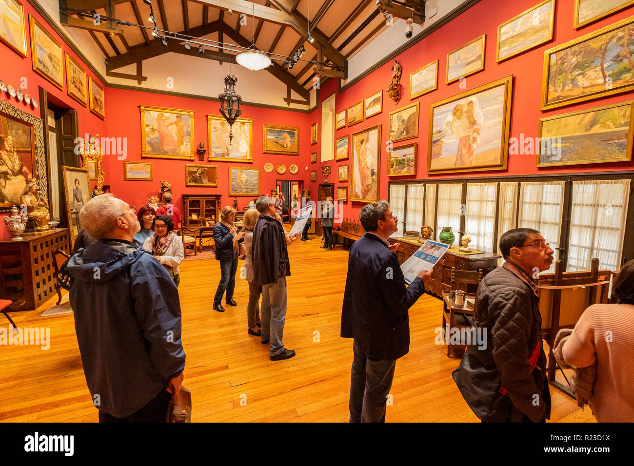 Studio von innen das Sorolla Museum, Artist's House, umgewandelt in ein Museum nach dem Tod seiner Witwe, Madrid, Spanien Stockfoto