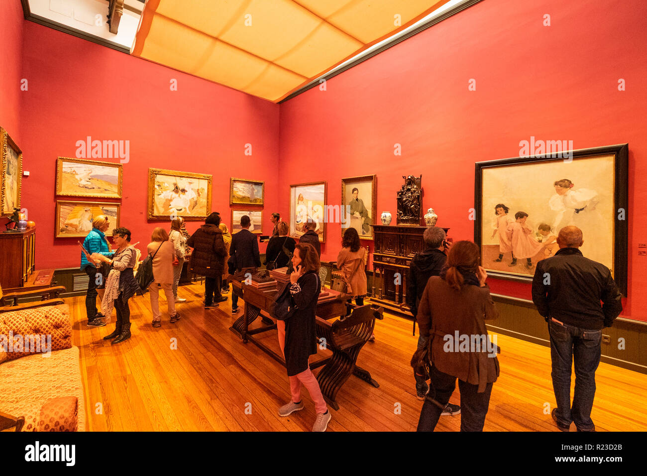 Studio von innen das Sorolla Museum, Artist's House, umgewandelt in ein Museum nach dem Tod seiner Witwe, Madrid, Spanien Stockfoto