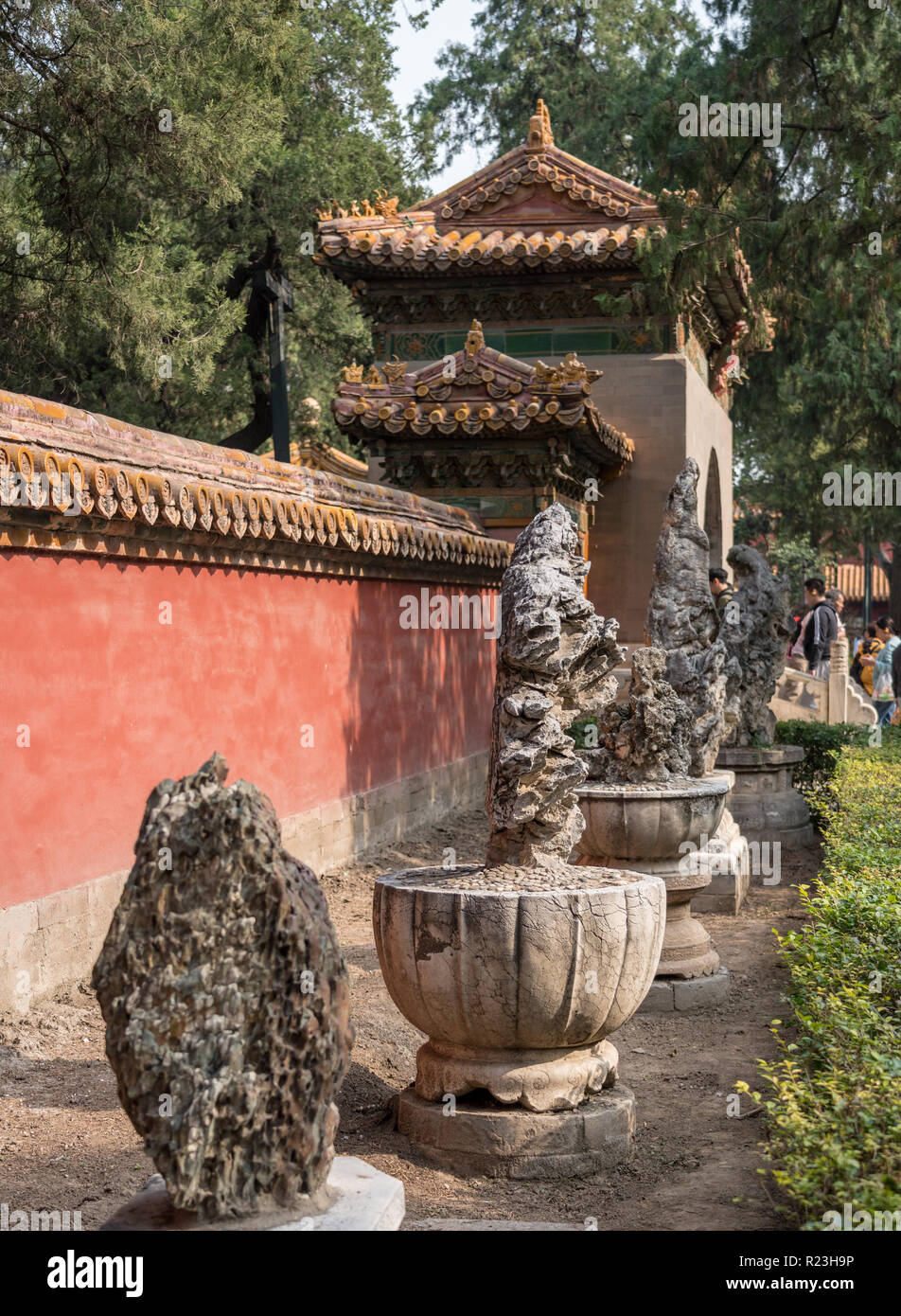 Details von Felszeichnungen in der Verbotenen Stadt in Peking Stockfoto