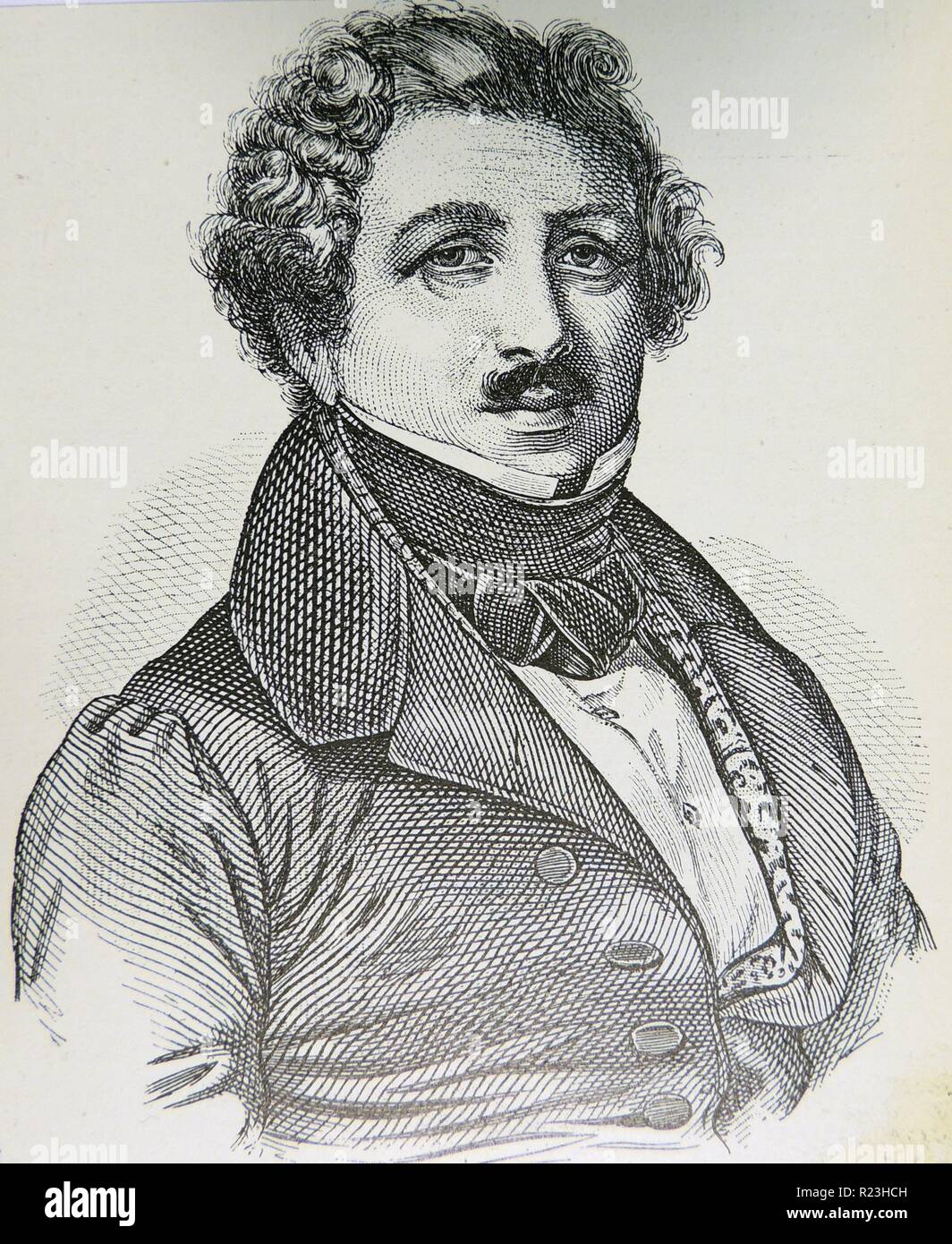 Louis Jacques Daguerre (1789-1851) französischer Pionier der Fotografie. Erfinder der Daguerrotype. Gravur, Leipzig, c1895. Stockfoto