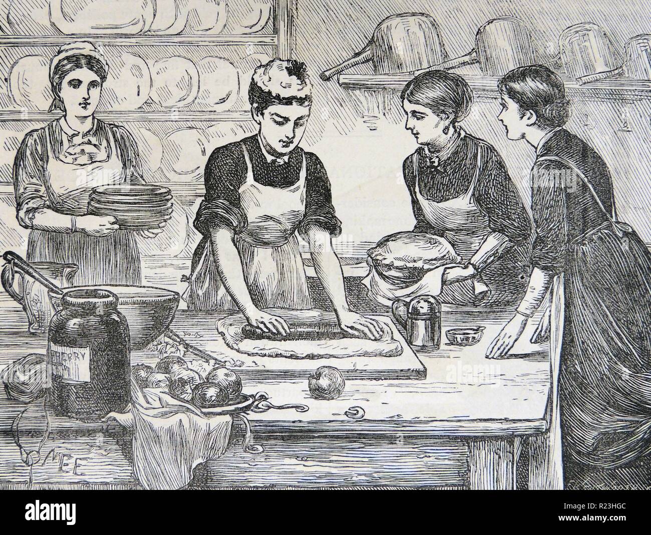 Demonstration von Gebäck an der Nationalen Schule für Kochen, London, 1879. Stockfoto