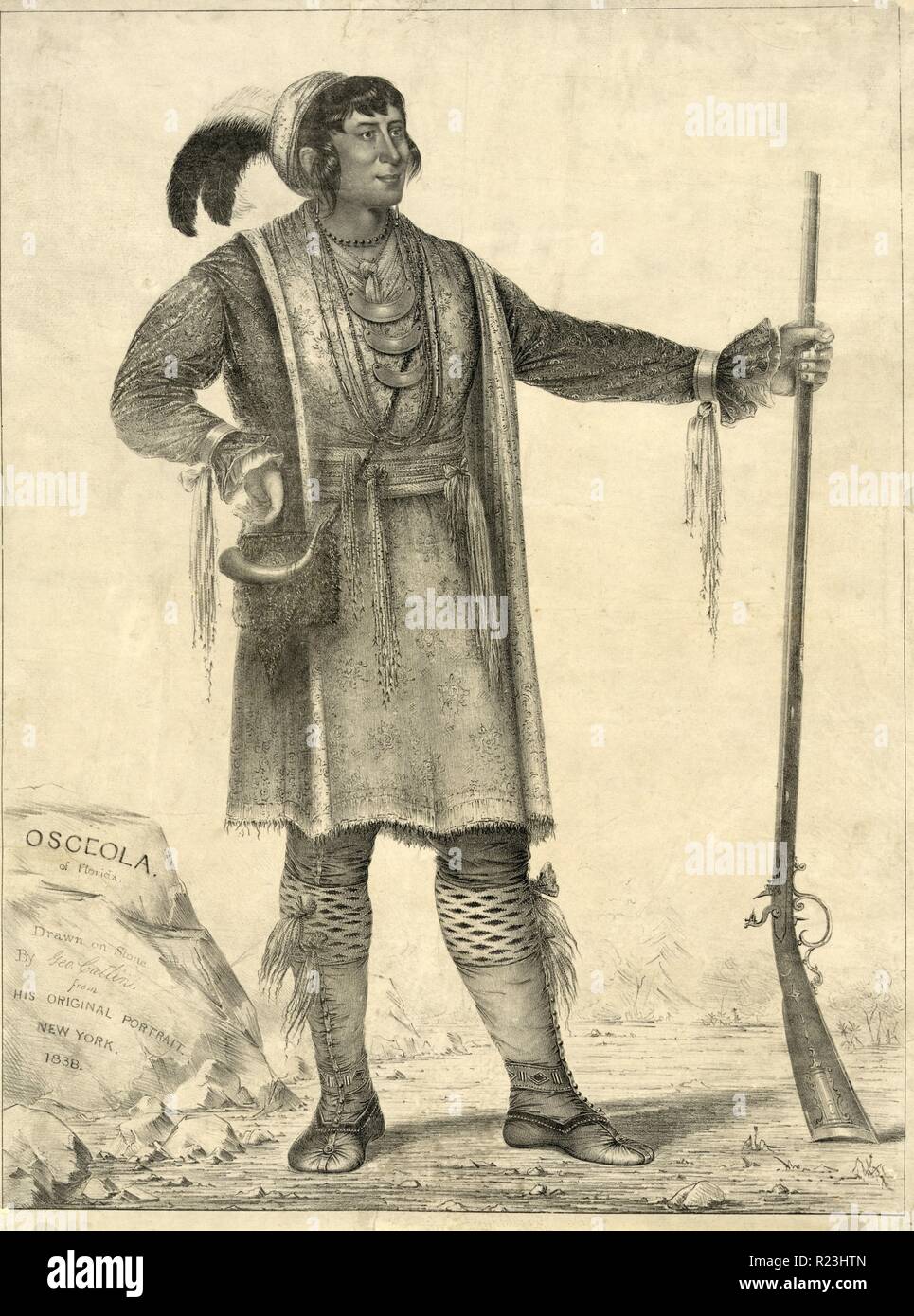 Osceola von Florida. Osceola, full-length Portrait, holding Gewehr. 1838 Stockfoto