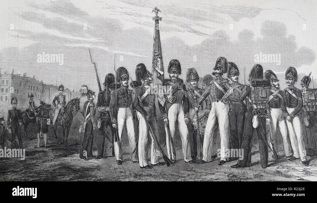Uniformen in der russischen Armee während des Krimkrieges 1853 Stockfoto