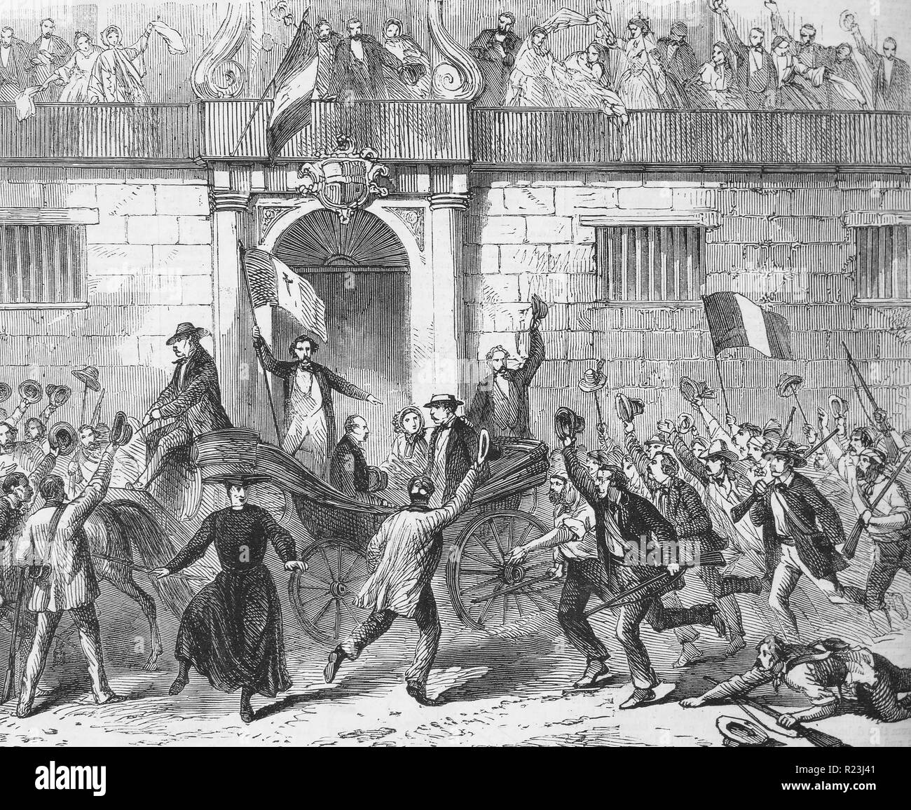 Die Freilassung der politischen Gefangenen aus der Castlemare, Palermo, am 19. Juni. Aus einer Skizze des Künstlers Frank Vizetelly. 1860 Stockfoto