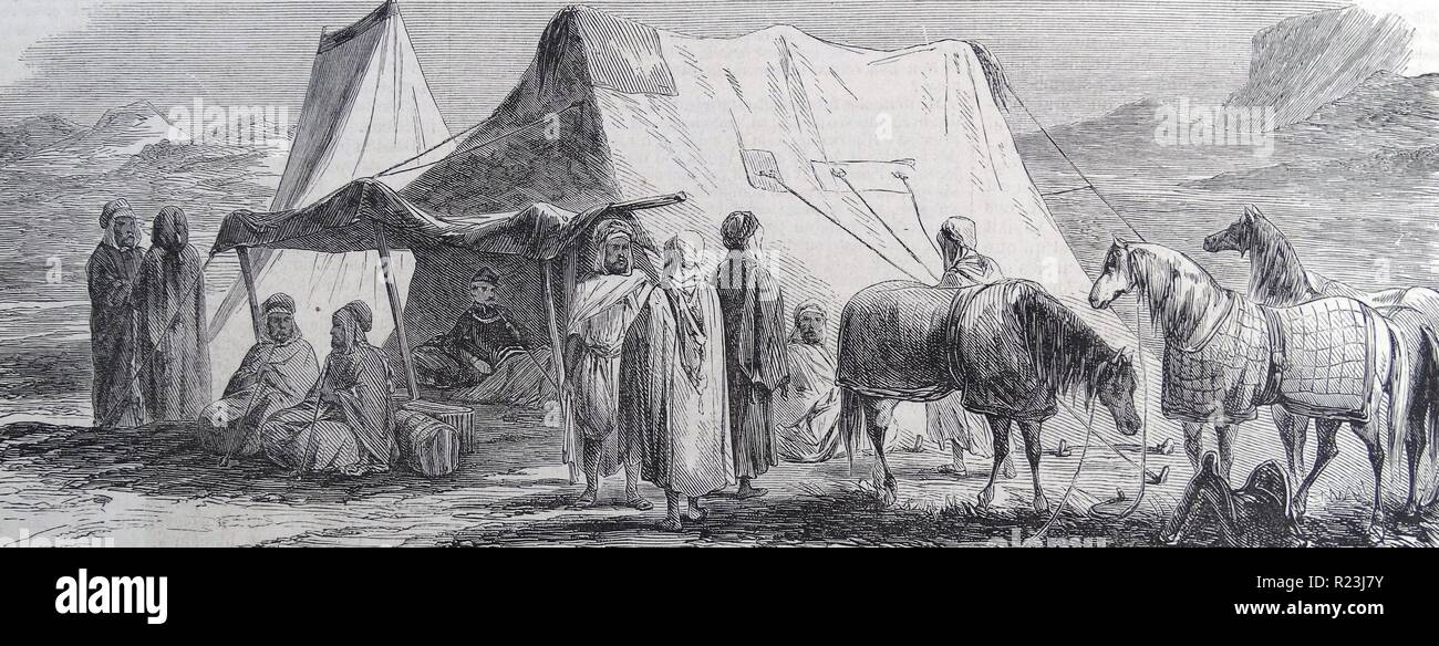 Abbildung zeigt das Feldlager des Augeraud Lagerkommandanten, Chef des arabischen Büros. Datierte 1817 Stockfoto