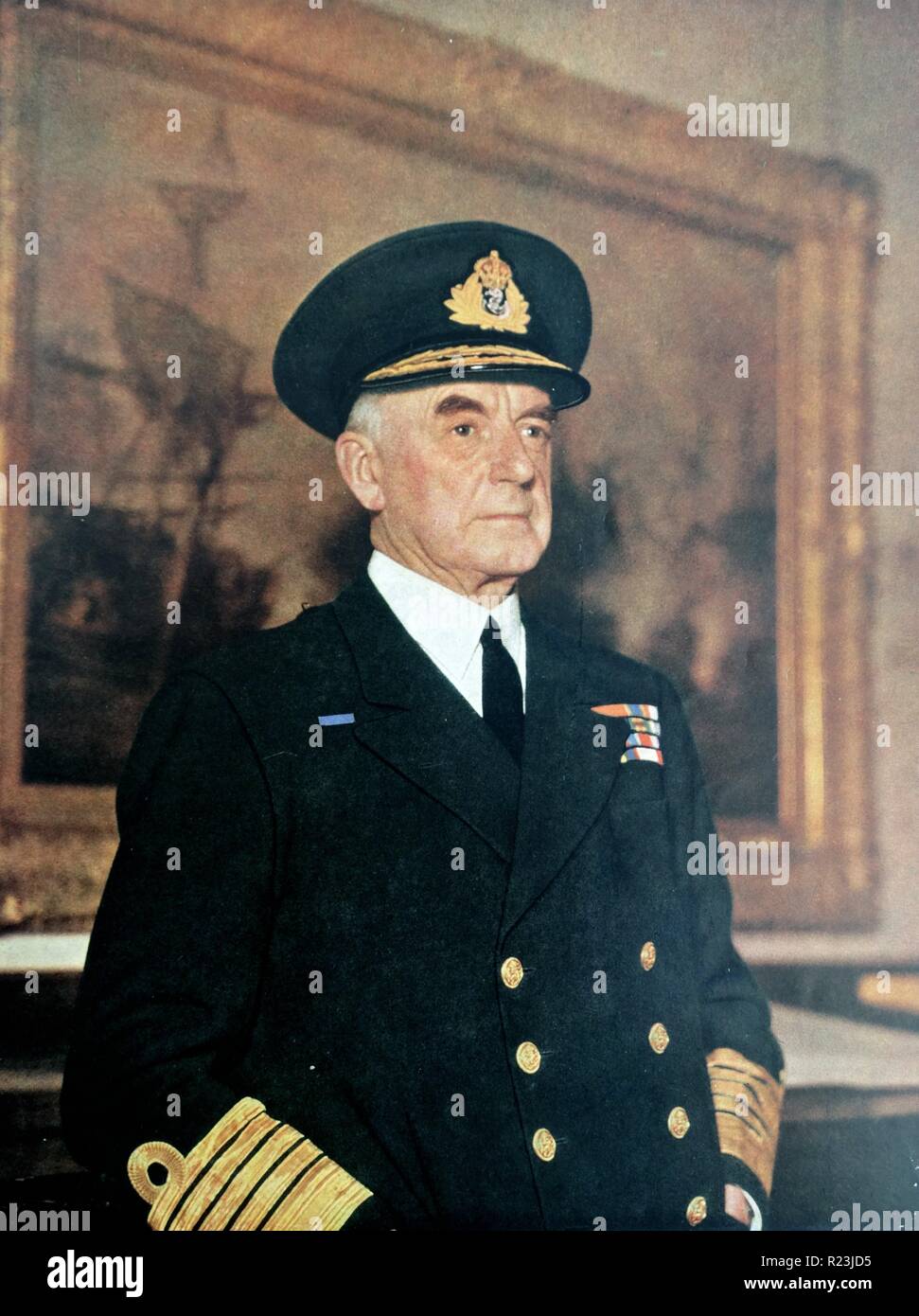Foto von Sir Dudley Pound (1877-1943) Admiral der Flotte und einen Offizier der Royal Navy Farbe. Datiert 1940 Stockfoto