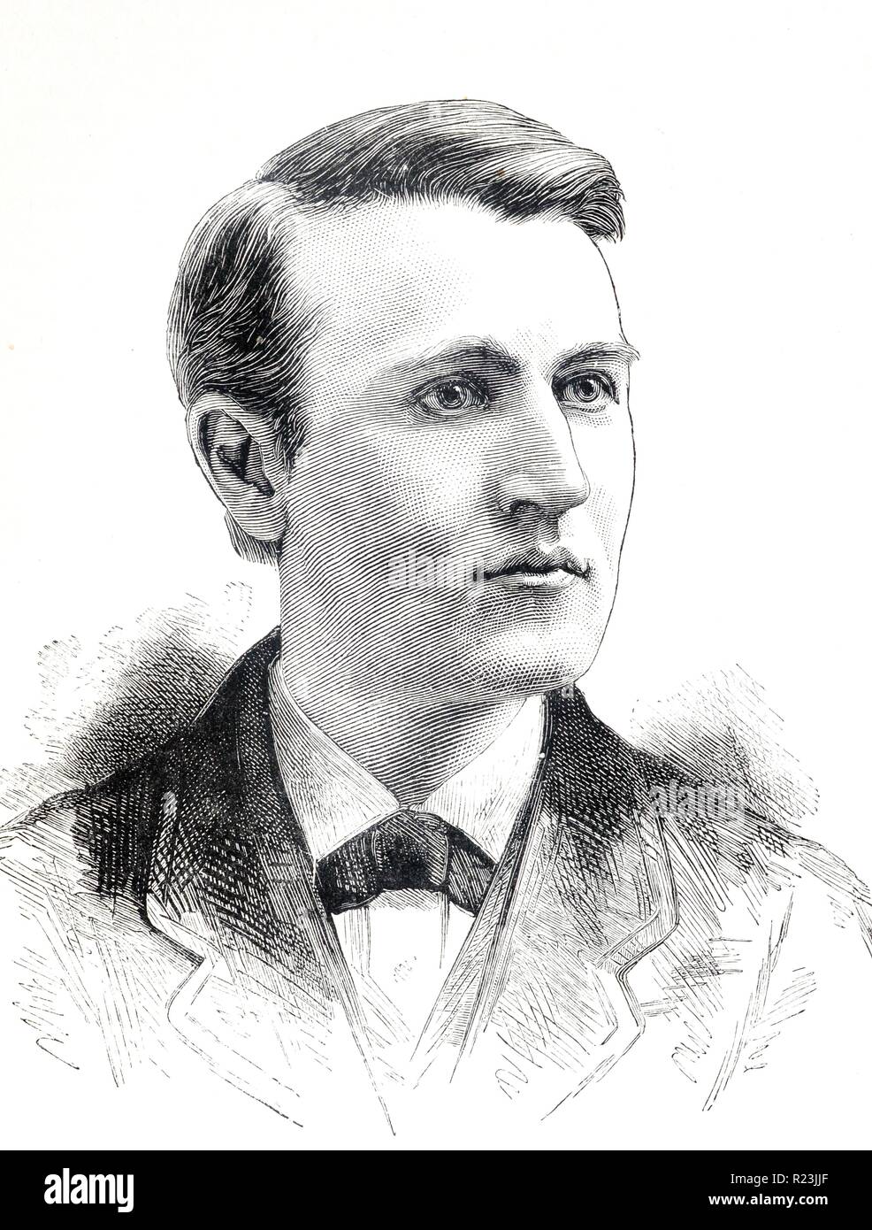 Gravur eines jungen amerikanischen Erfinder Thomas Edison (1847-1931) und Geschäftsmann. Vom Jahre 1863 Stockfoto