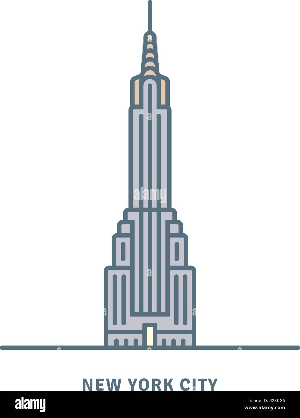 New York City Line Symbol. Chrysler Building skyscraper Vector Illustration. Stock Vektor