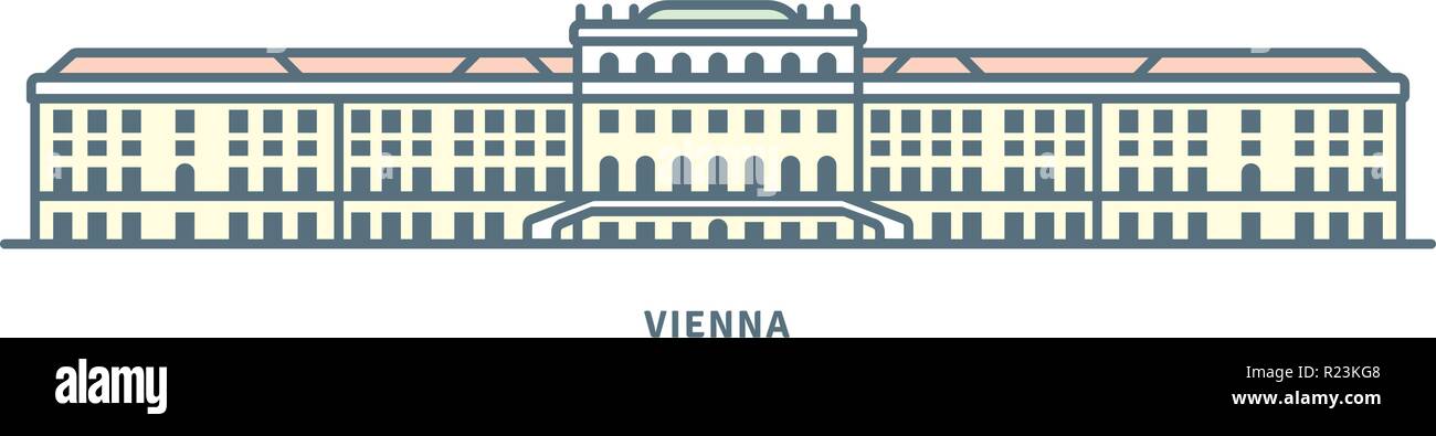 Österreich referenzmarkenlinie Symbol. Schloss Schönbrunn in Wien Vector Illustration. Stock Vektor