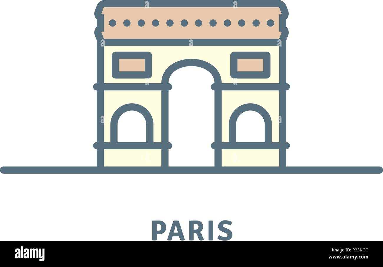 Paris Symbol Leitung. Triumphbogen Vector Illustration. Stock Vektor