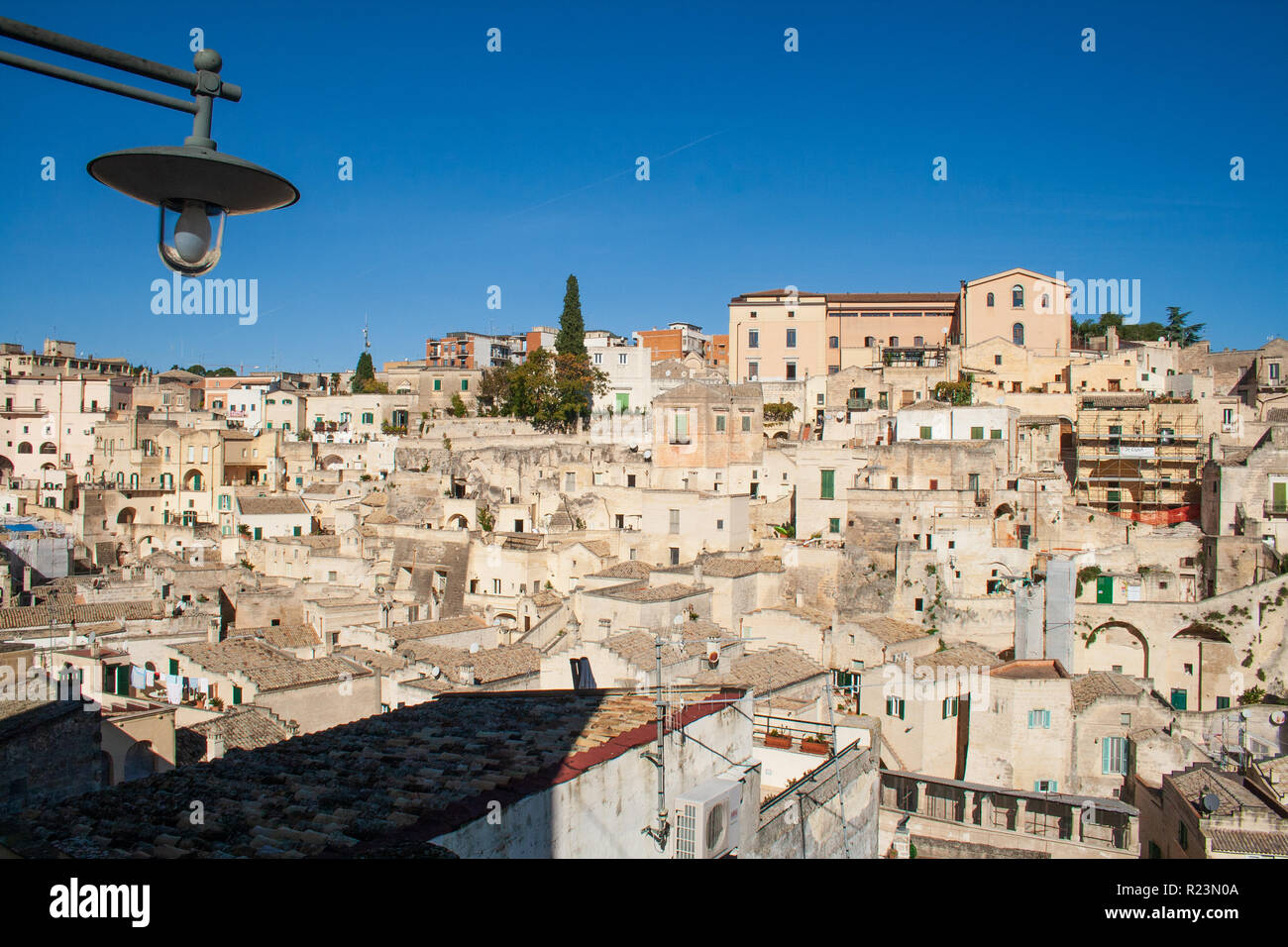 Panoramablick auf die wunderschöne Aussicht der Sassi von Matera oder Steine, der Europäischen Kulturhauptstadt 2019, Basilicata, Italien Stockfoto
