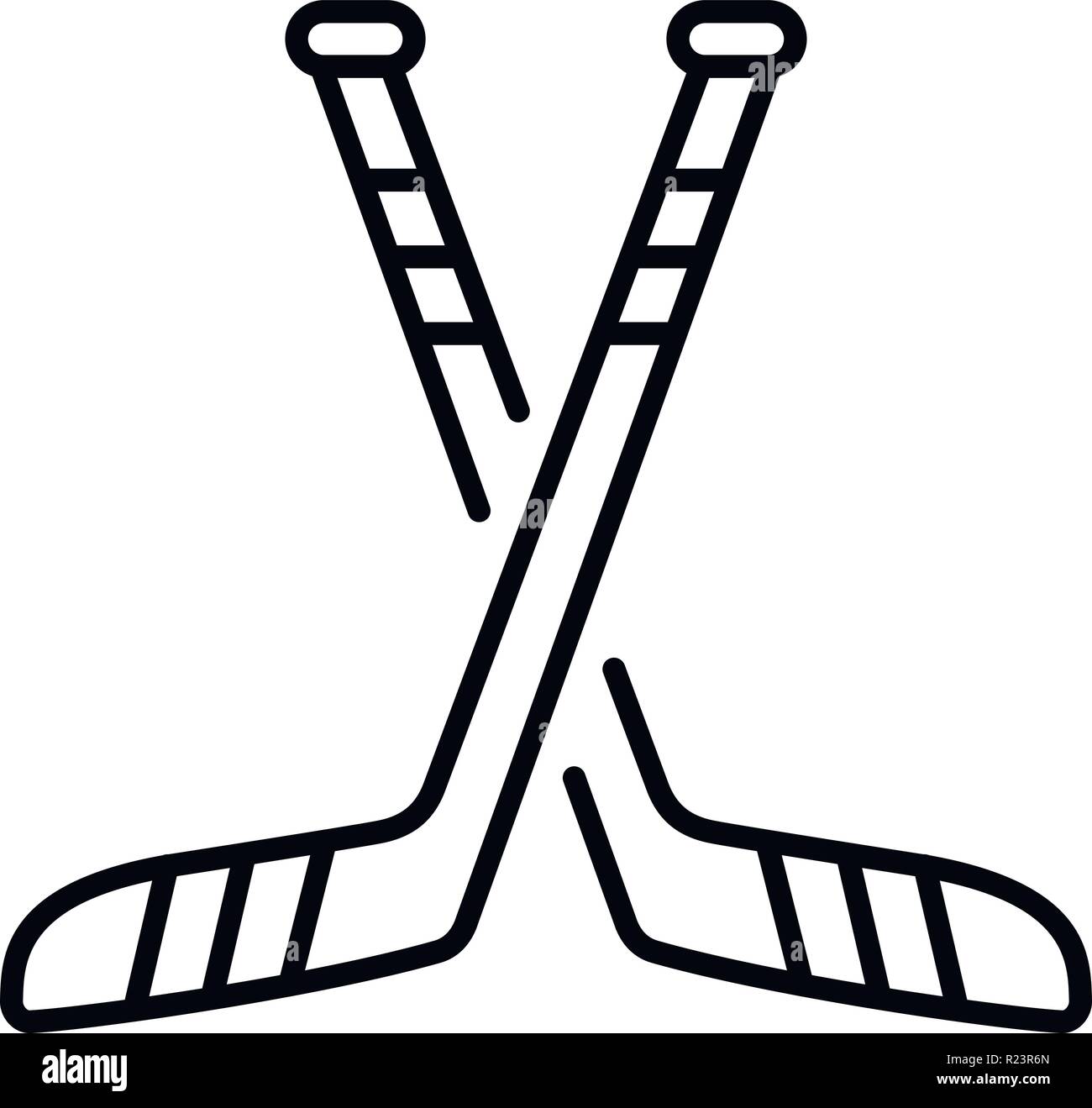 Gekreuzt hockey stick Symbol, outline Style Alamy